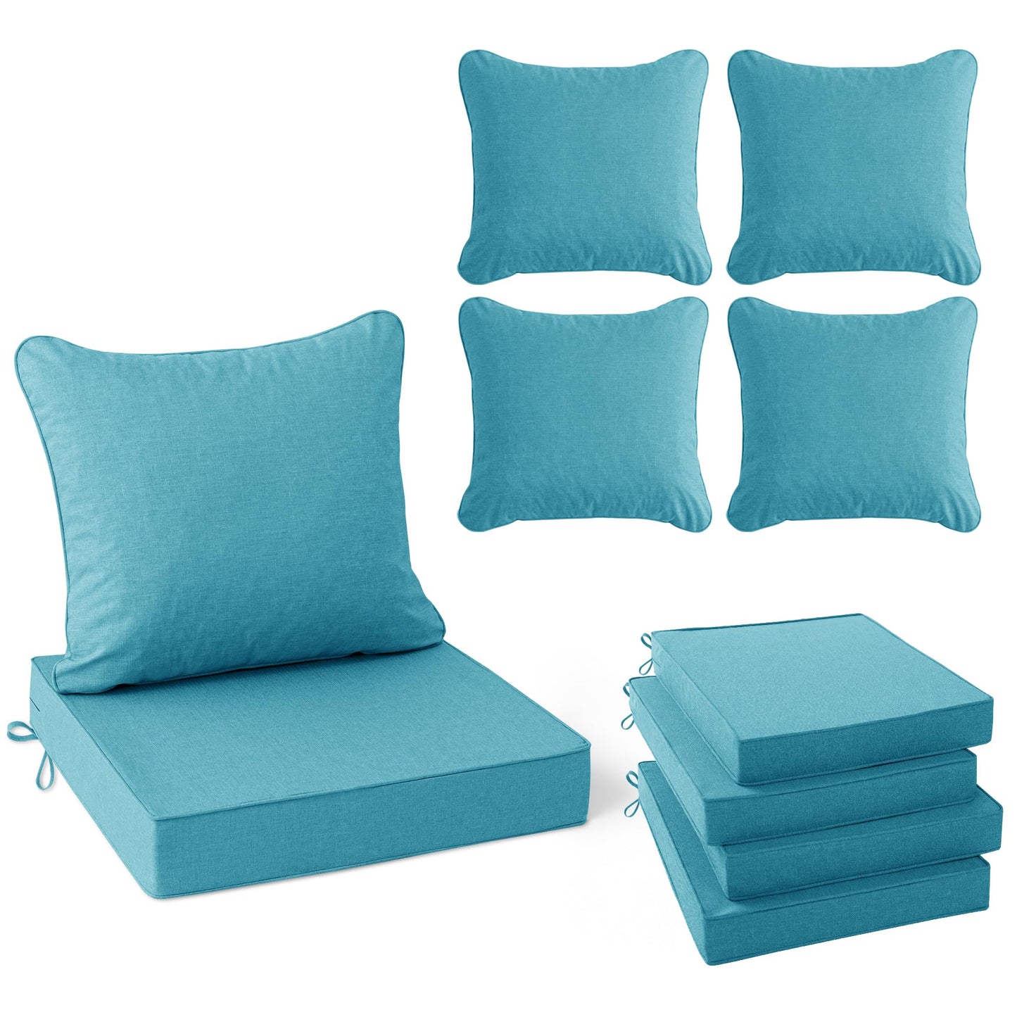 Faux Linen Outdoor Chair Cushion Set