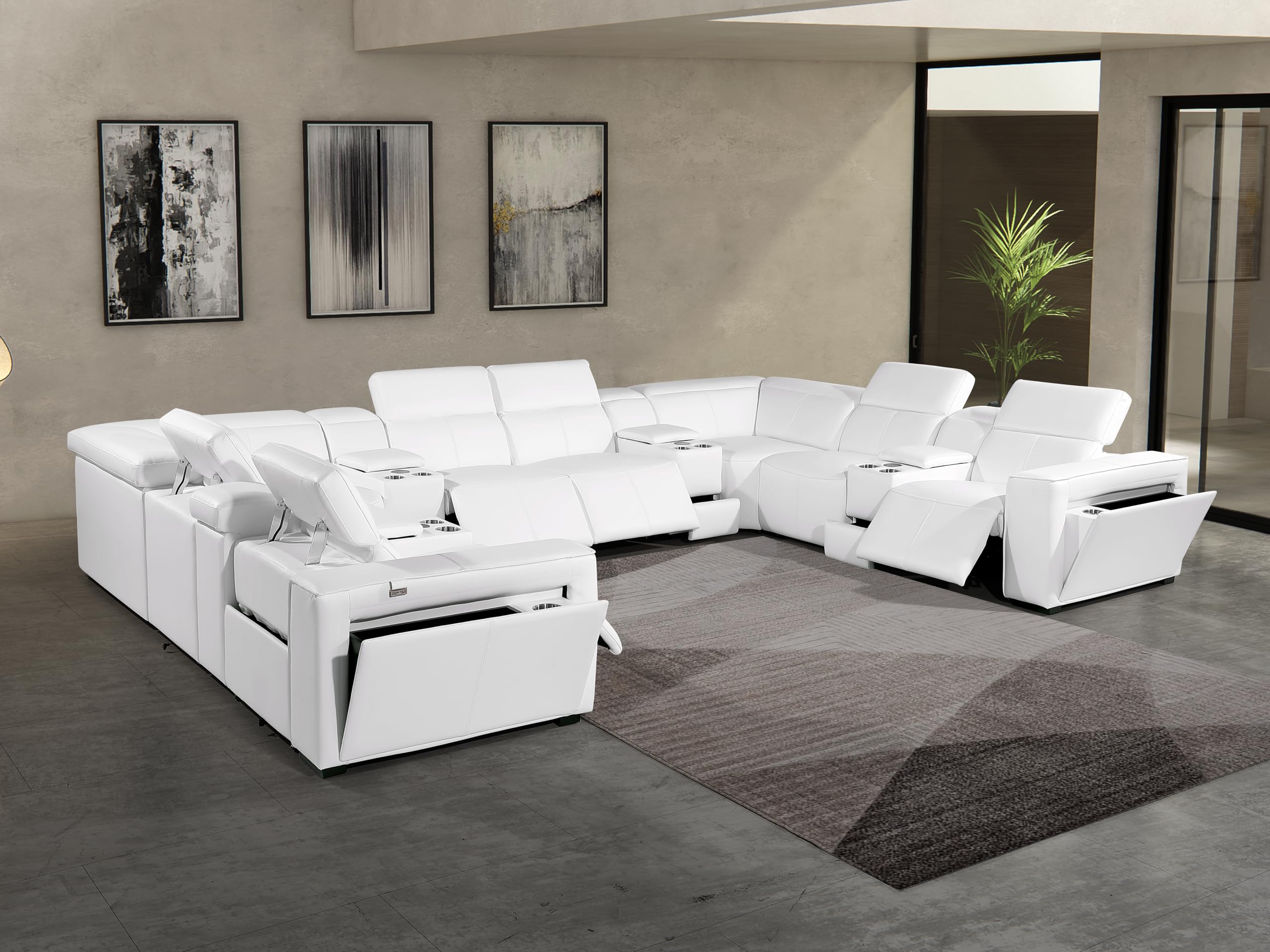 Premium Leather Modular Reclining Sectional Sofa