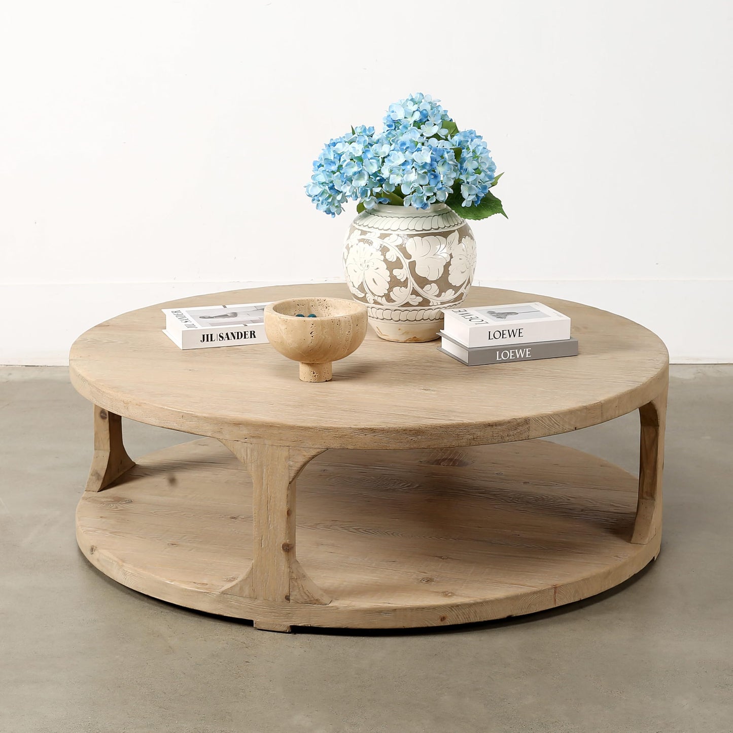 Round Wooden Storage Coffee Table