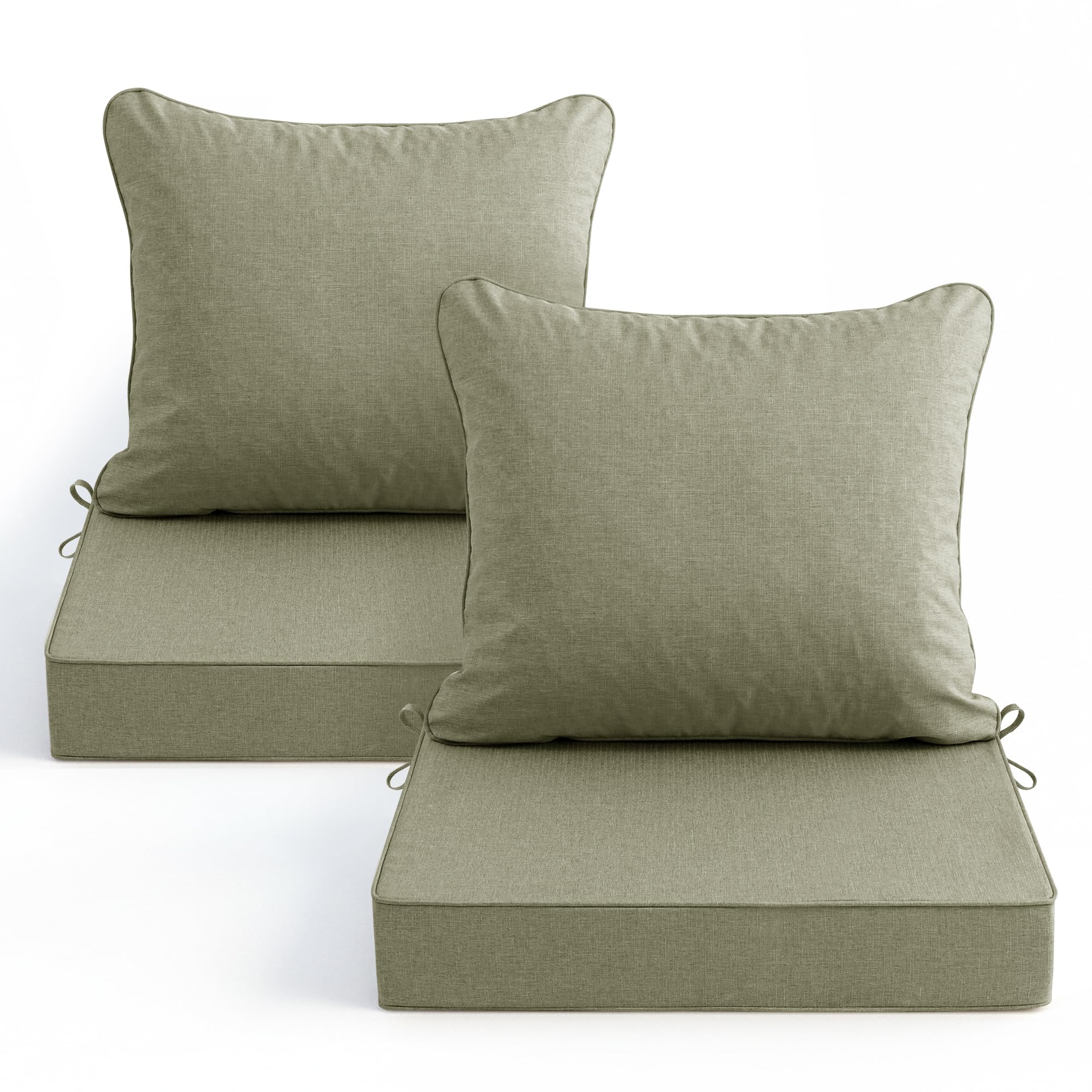 Faux Linen Outdoor Chair Cushion Set