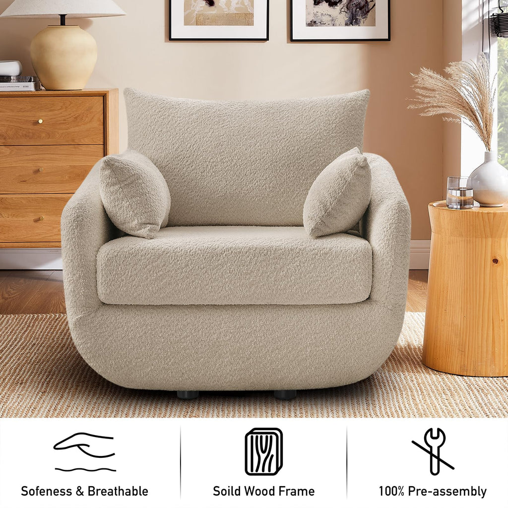 Oversized Boucle Swivel Accent Chair