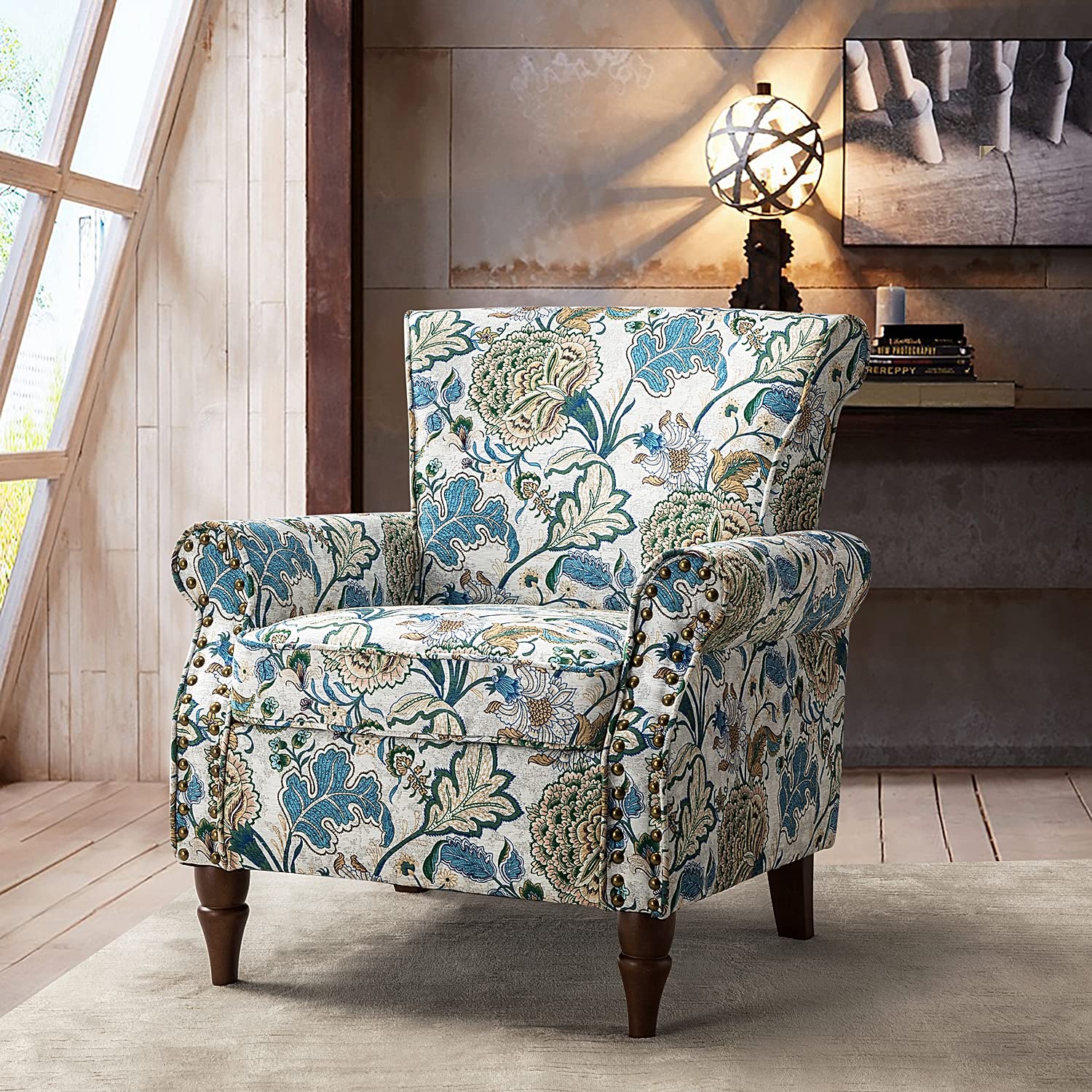 Modern Wingback Accent Chair with Wood Legs
