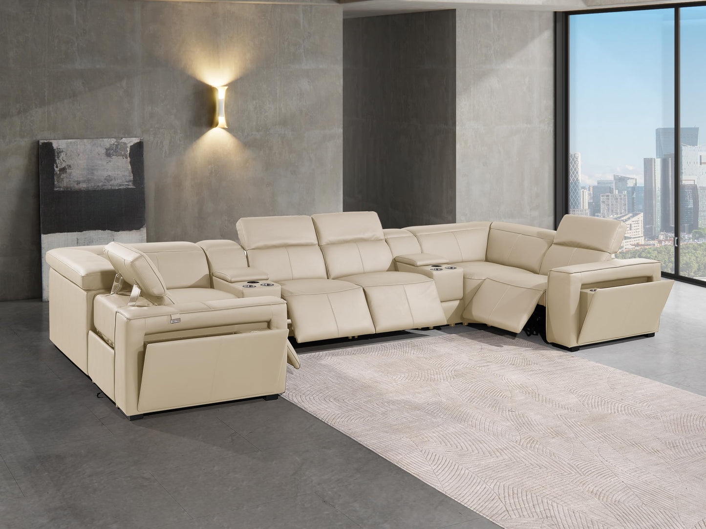 Premium Leather Modular Reclining Sectional Sofa