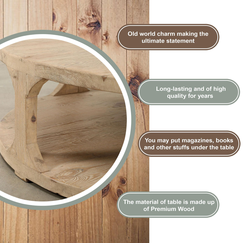 Round Wooden Storage Coffee Table