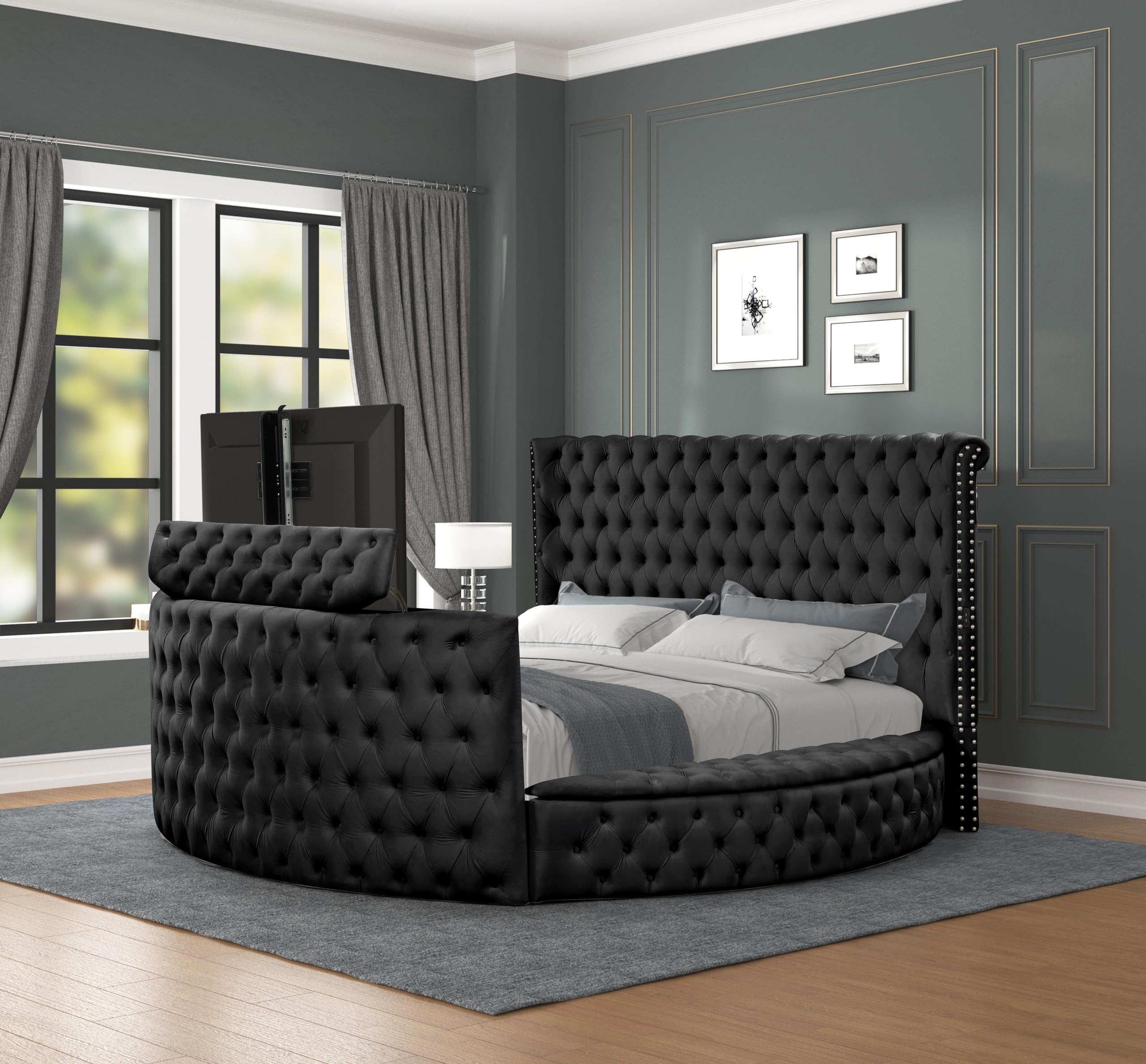 Modern Crystal Tufted King Bed