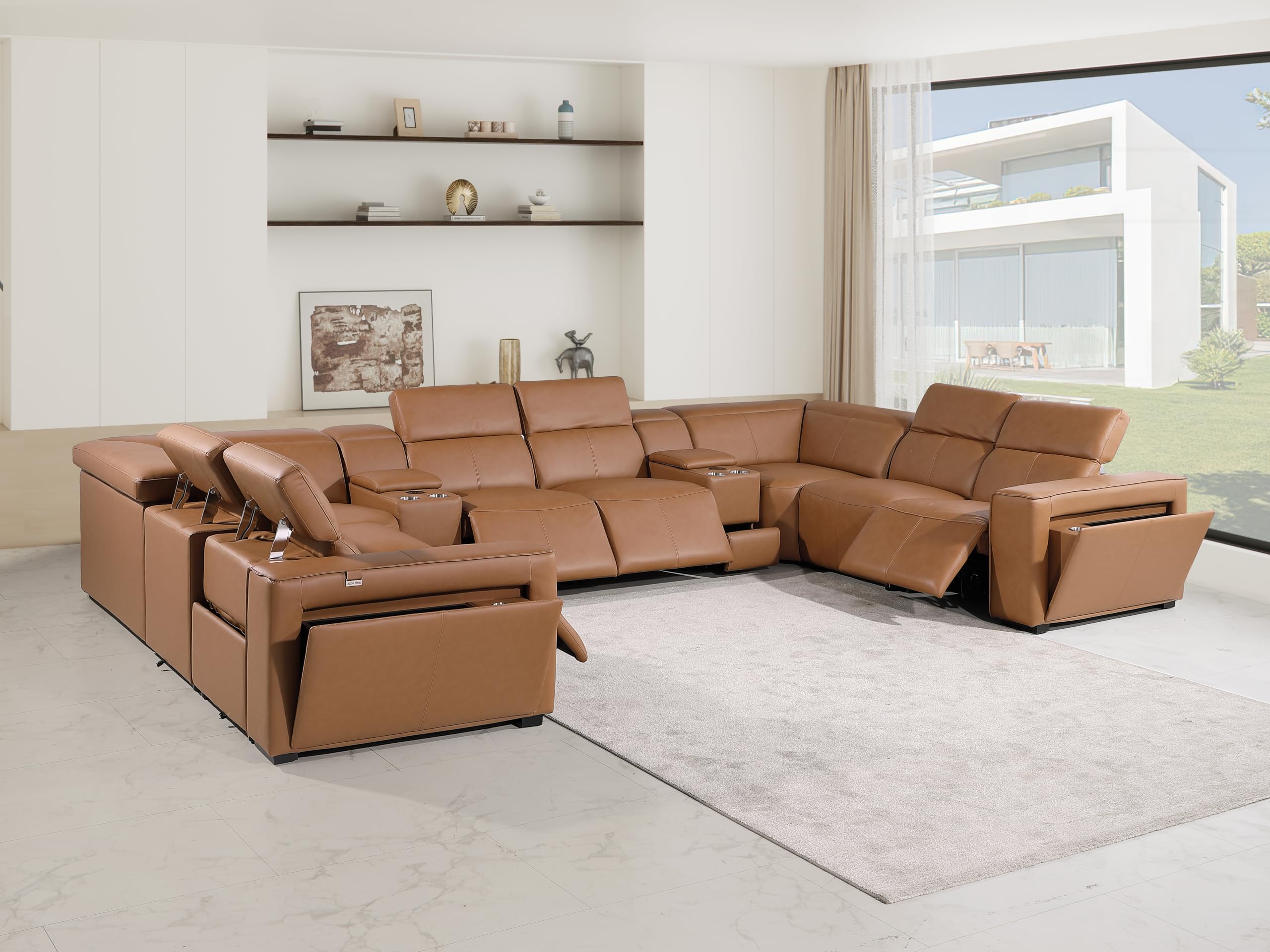 Premium Leather Modular Reclining Sectional Sofa