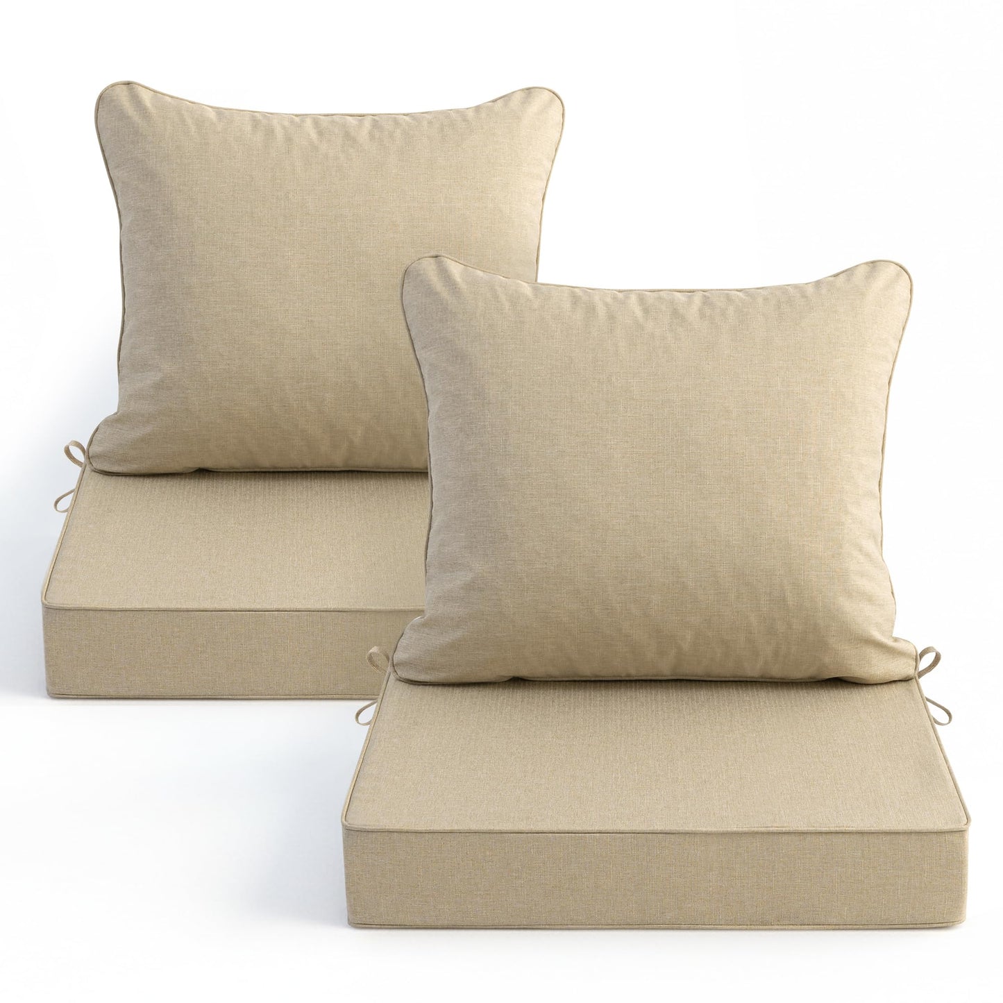 Faux Linen Outdoor Chair Cushion Set
