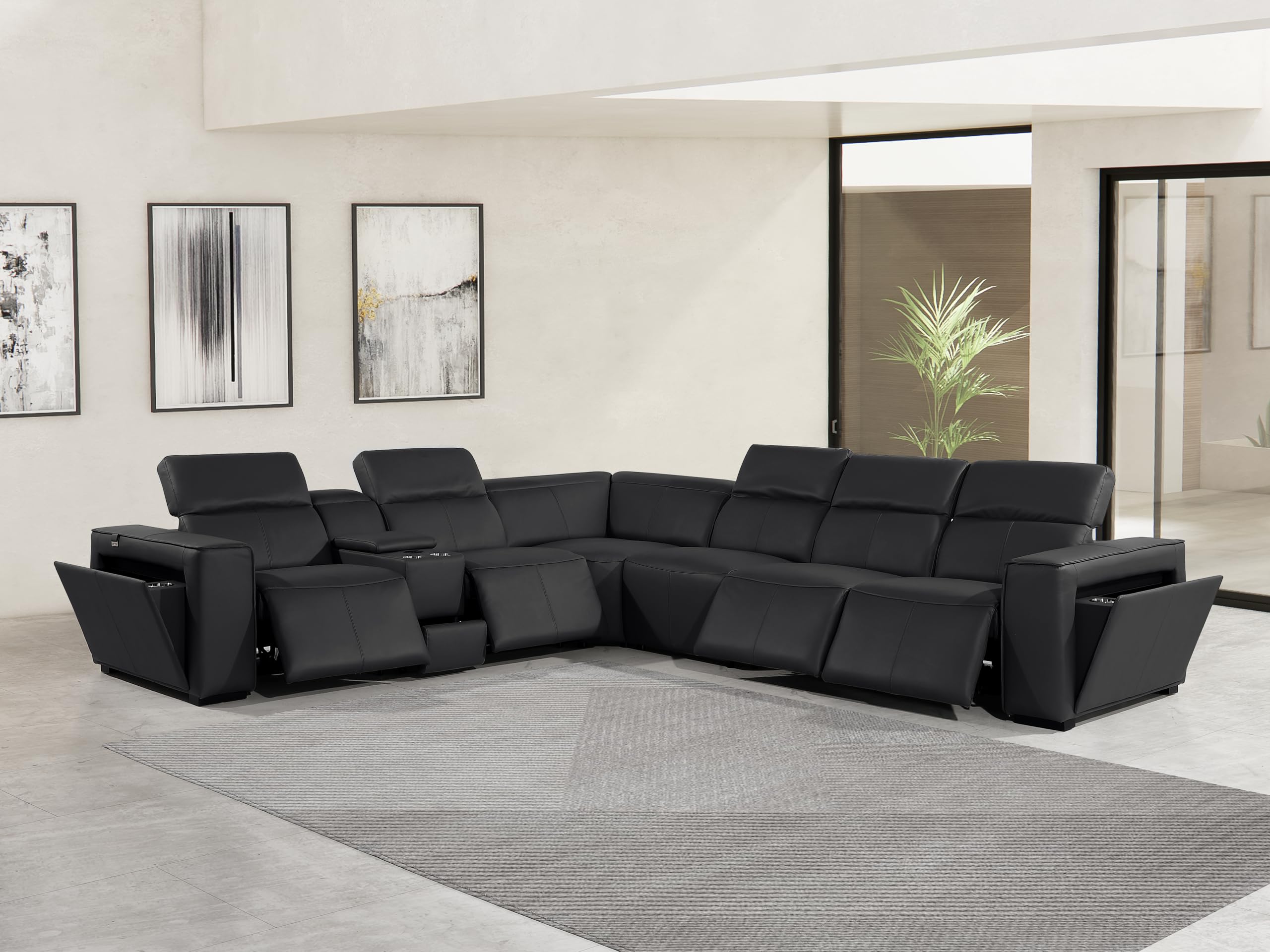 Premium Leather Modular Reclining Sectional Sofa
