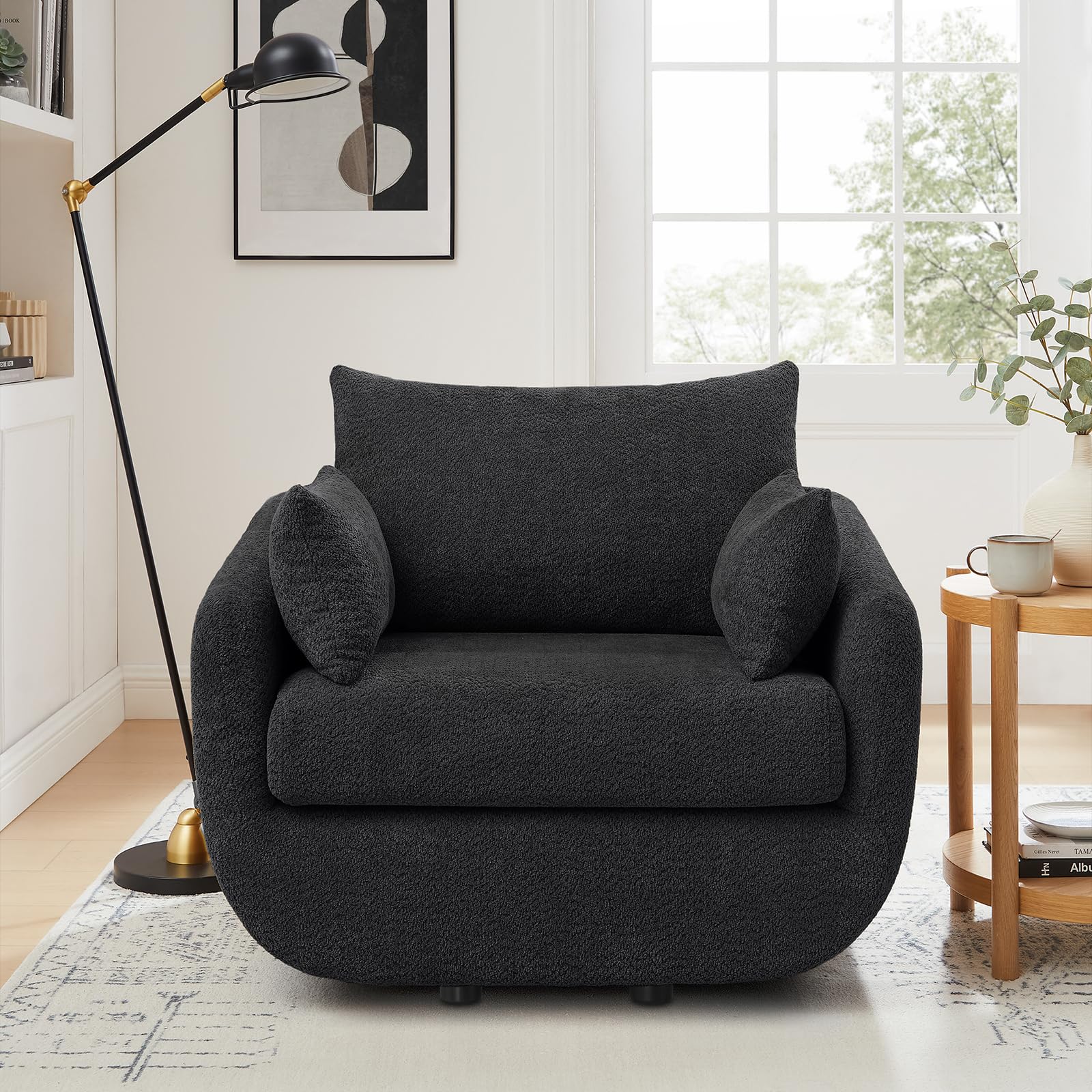 Oversized Boucle Swivel Accent Chair