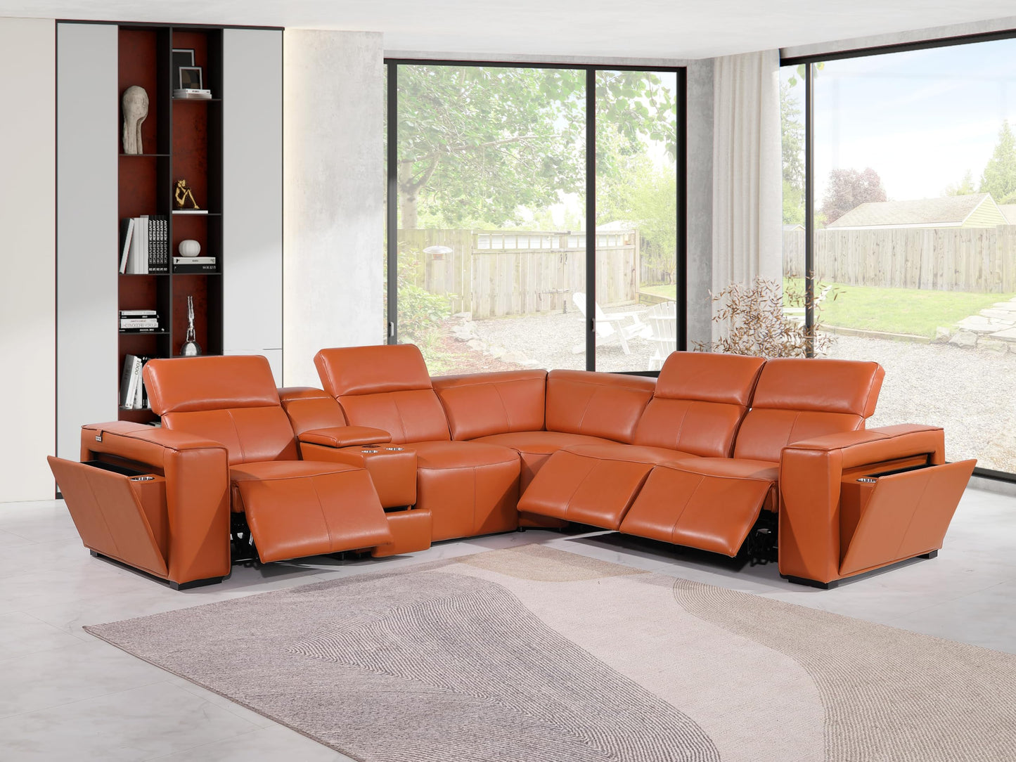 Premium Leather Modular Reclining Sectional Sofa