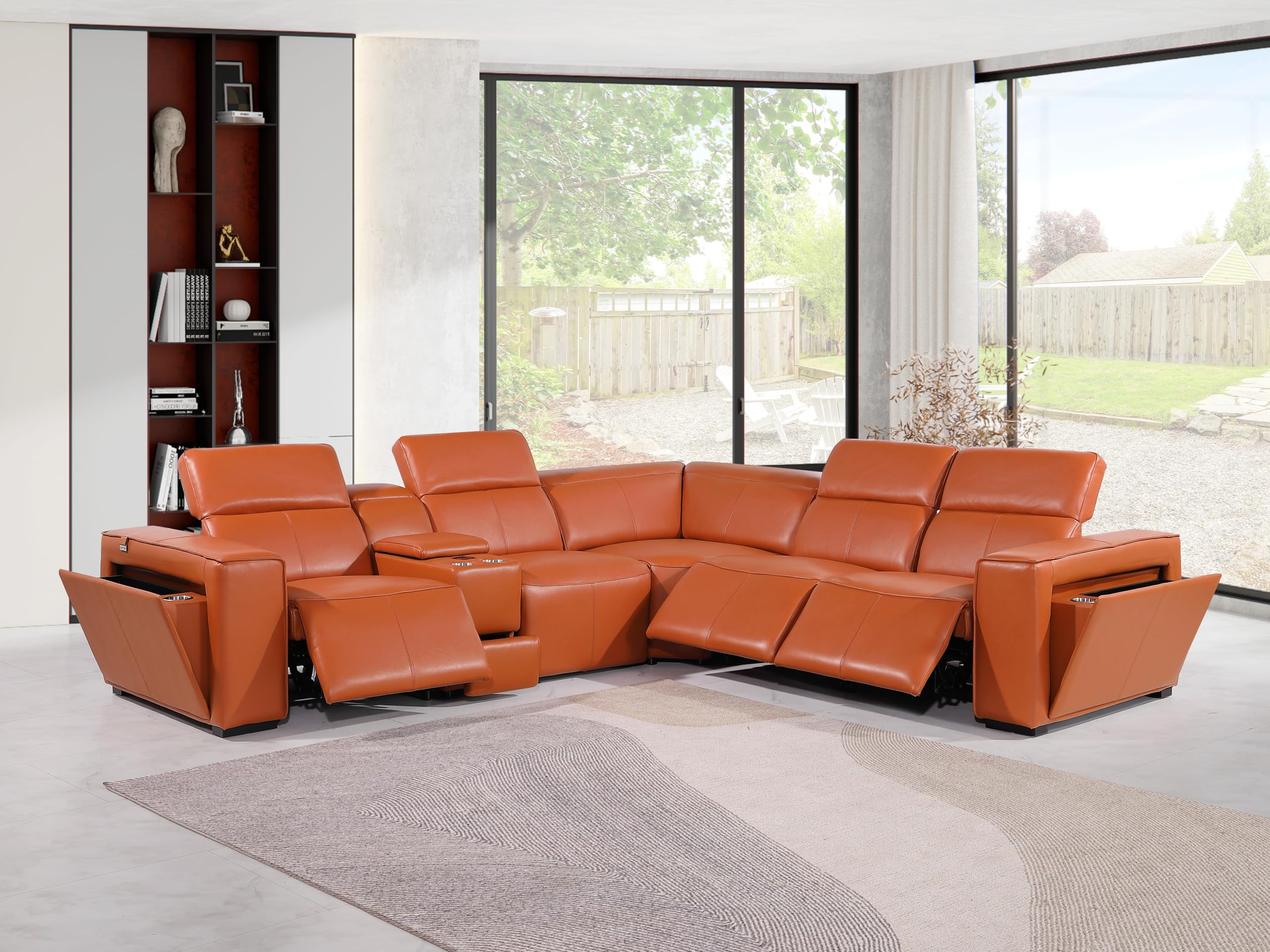 Premium Leather Modular Reclining Sectional Sofa