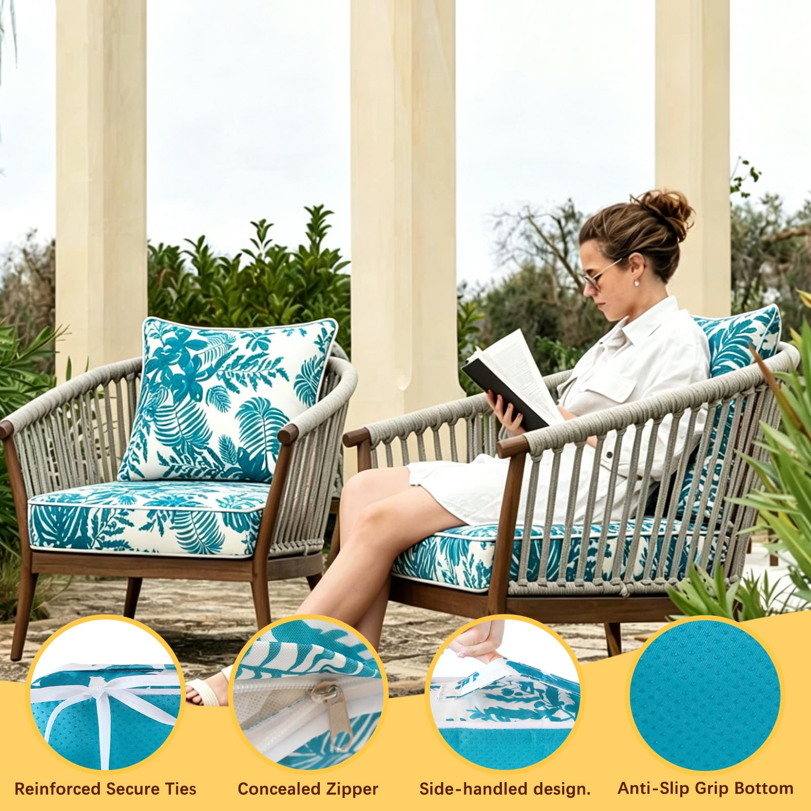 Outdoor Deep Seat Chair Cushions Set of 2