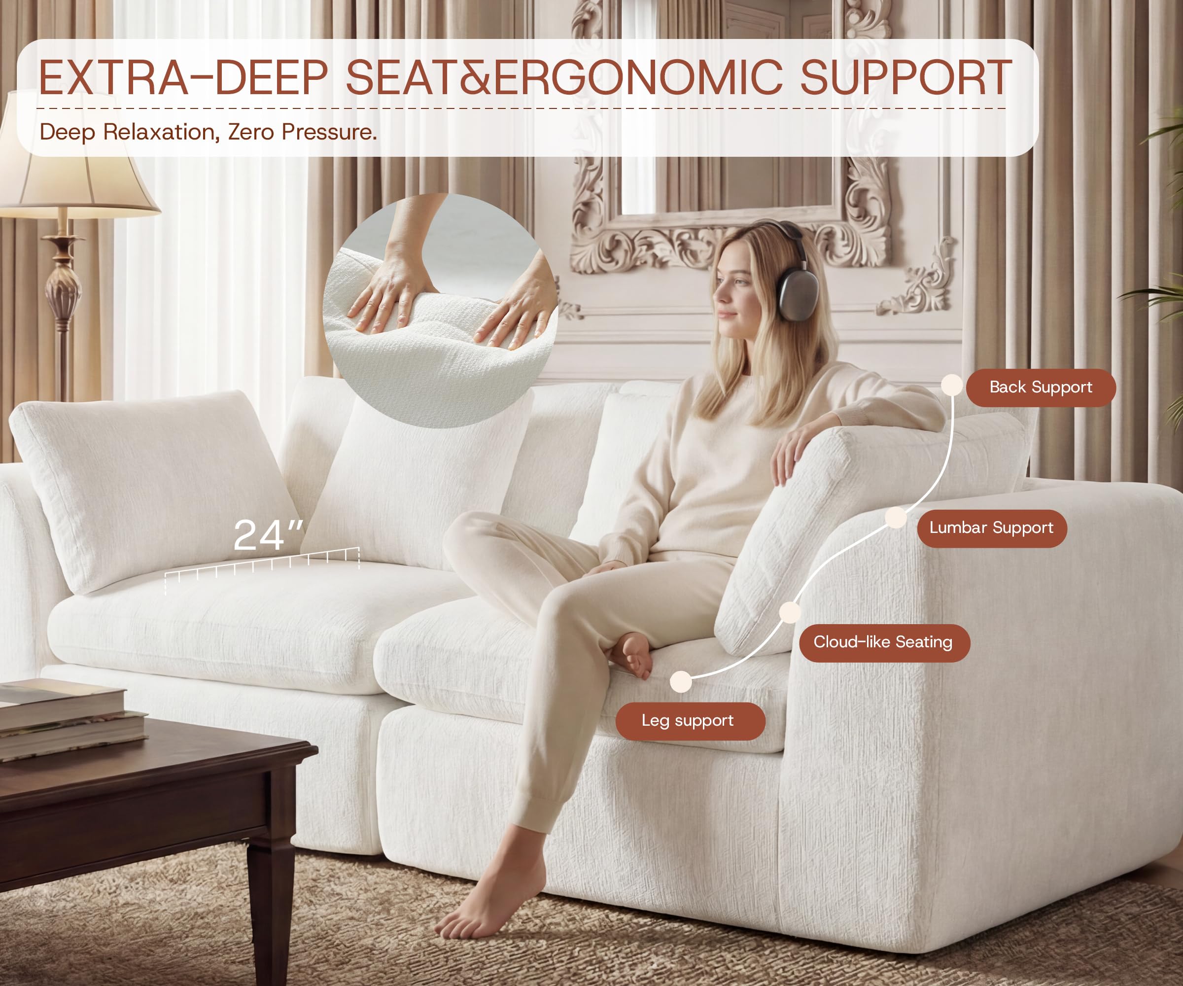 Oversized Cloud Sectional Sofa with Ottoman
