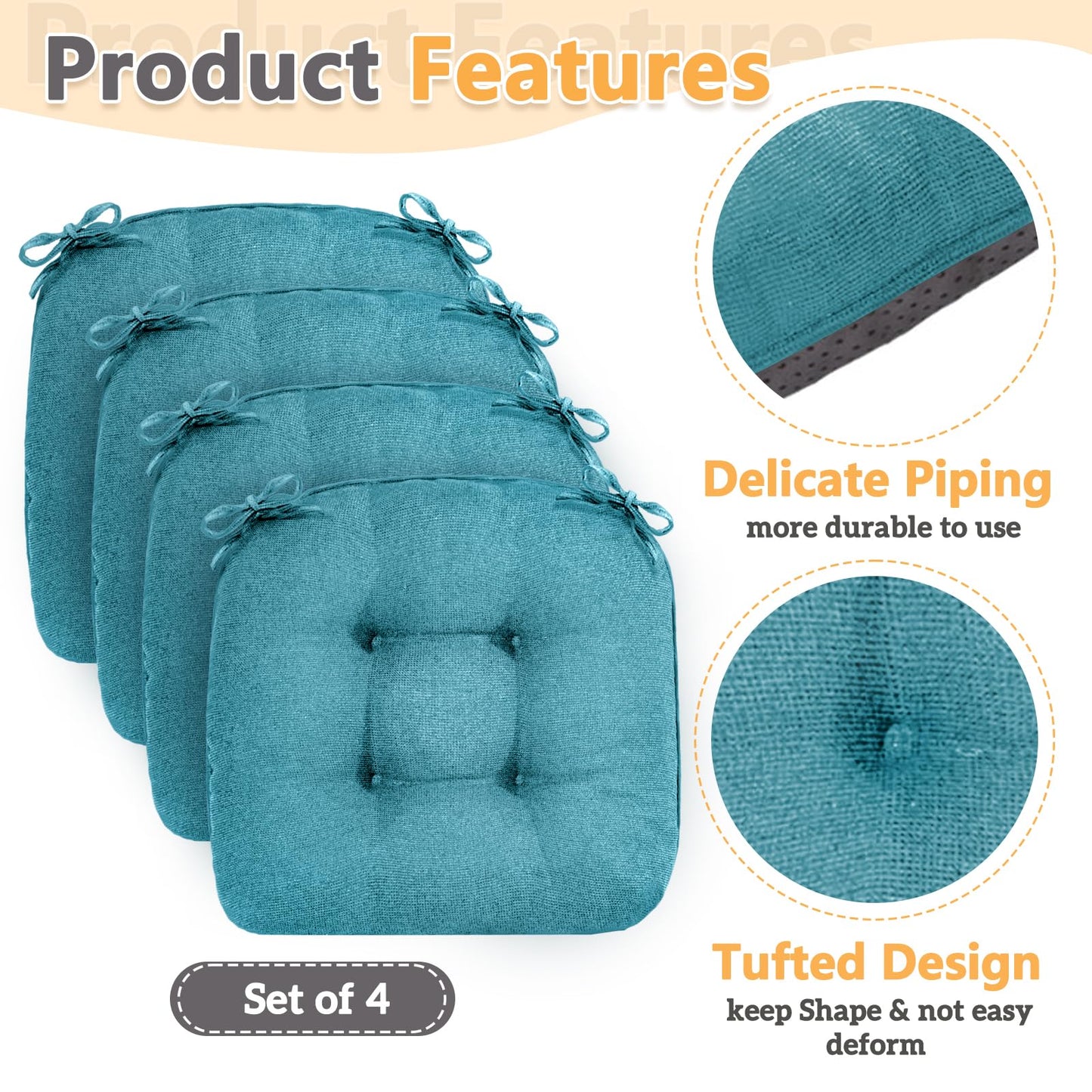 Memory Foam Dining Chair Cushions Set of 4