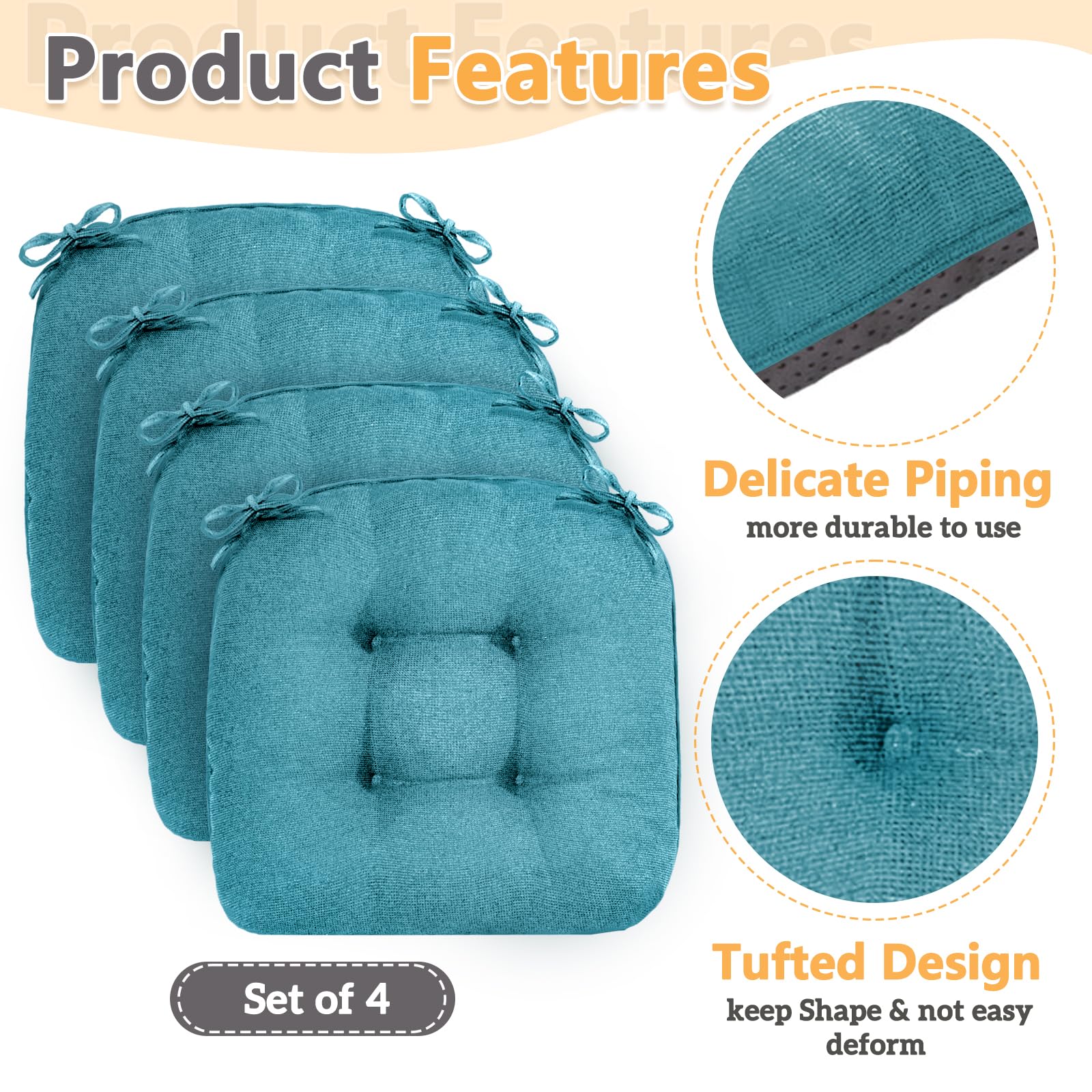 Memory Foam Dining Chair Cushions Set of 4