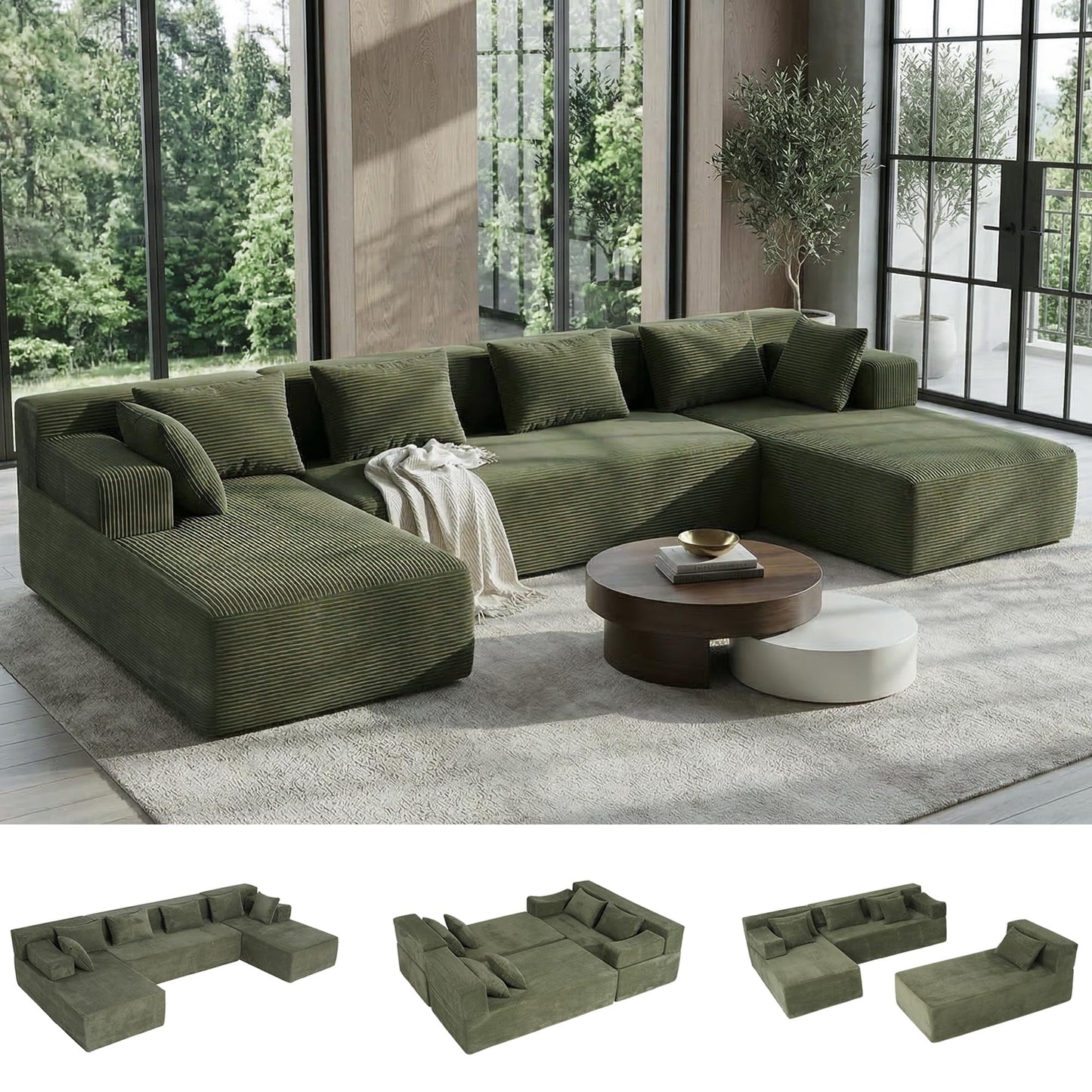 Modular Sectional Sofa with Ottoman