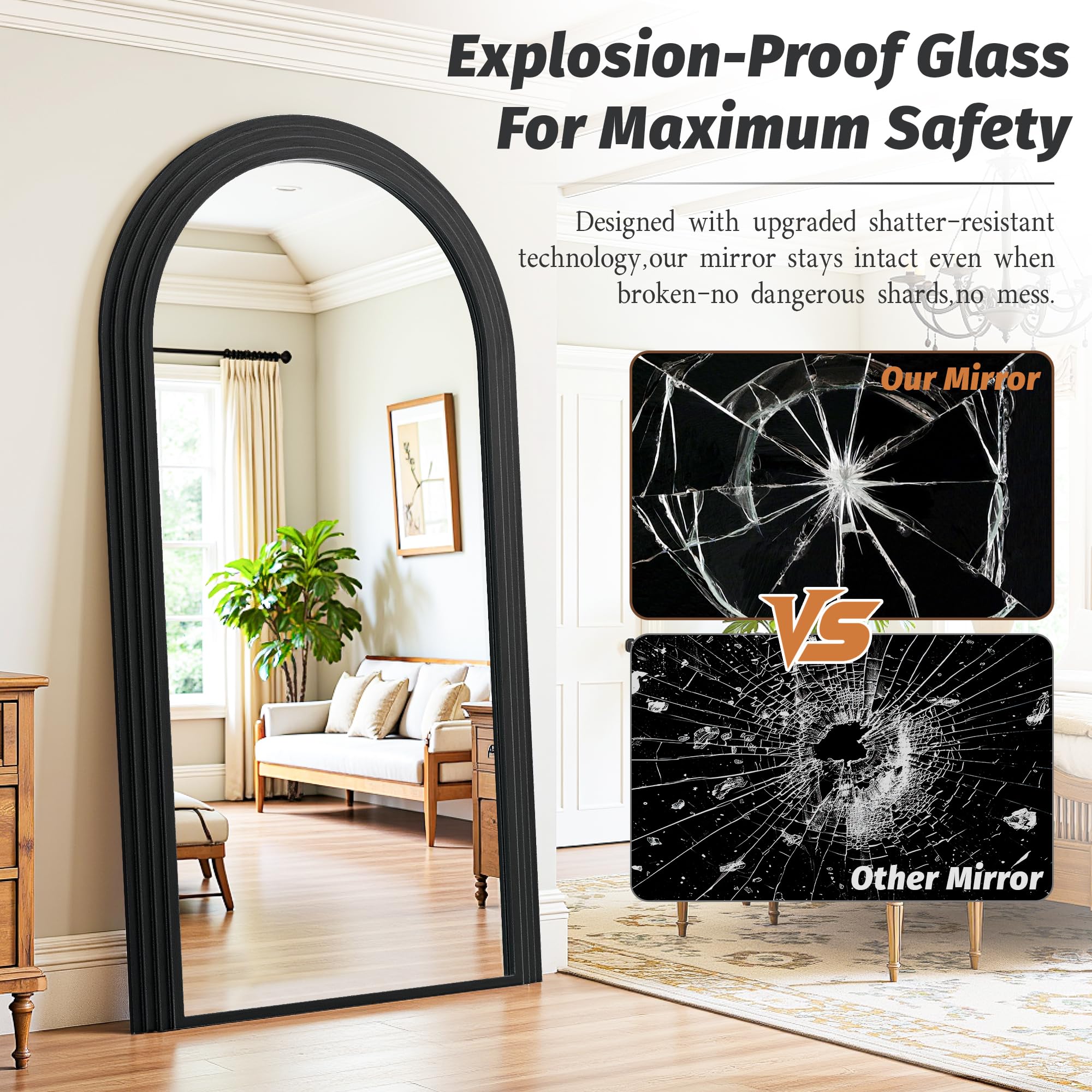 Arched Full Length Floor Mirror