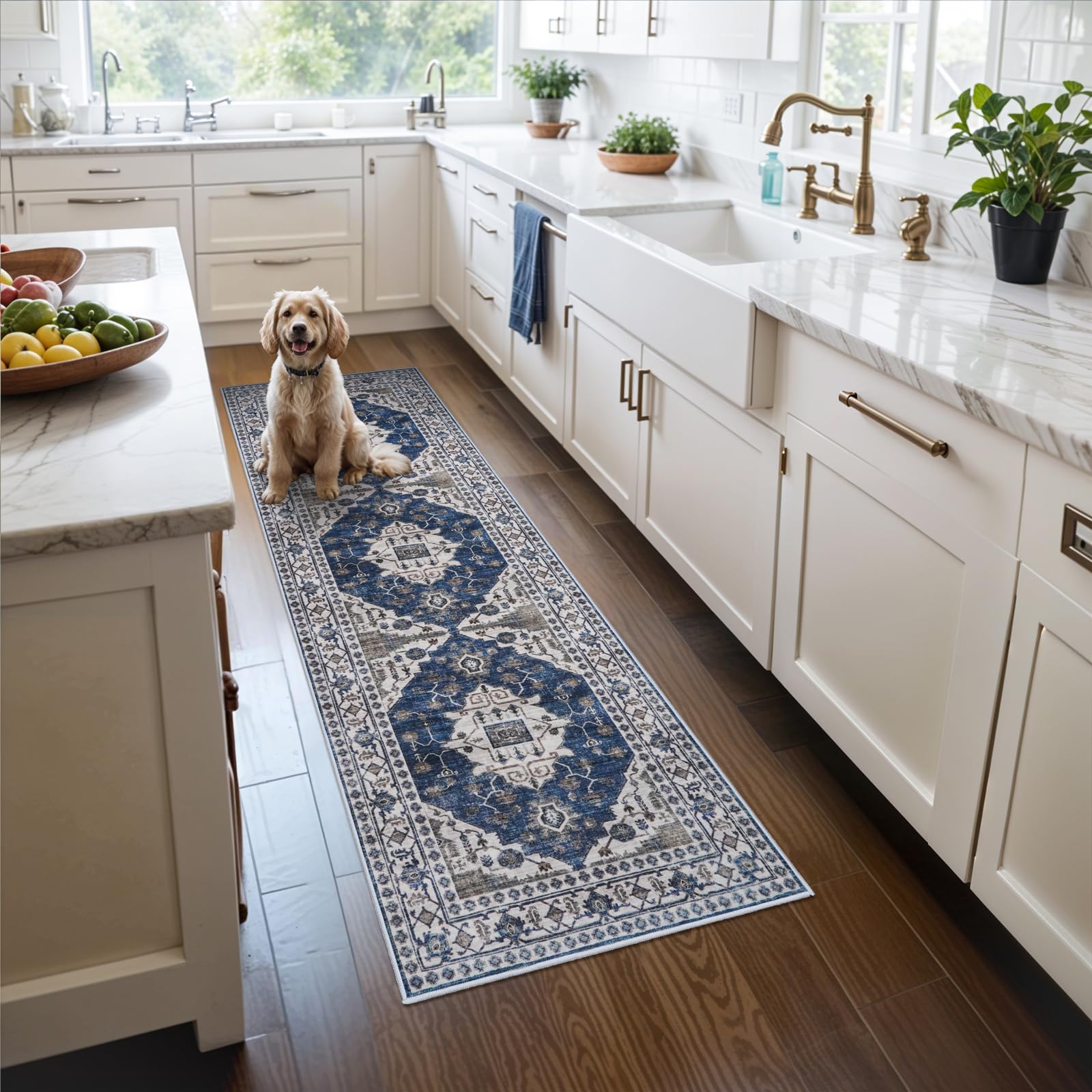 Washable Vintage Runner Rug 2x7