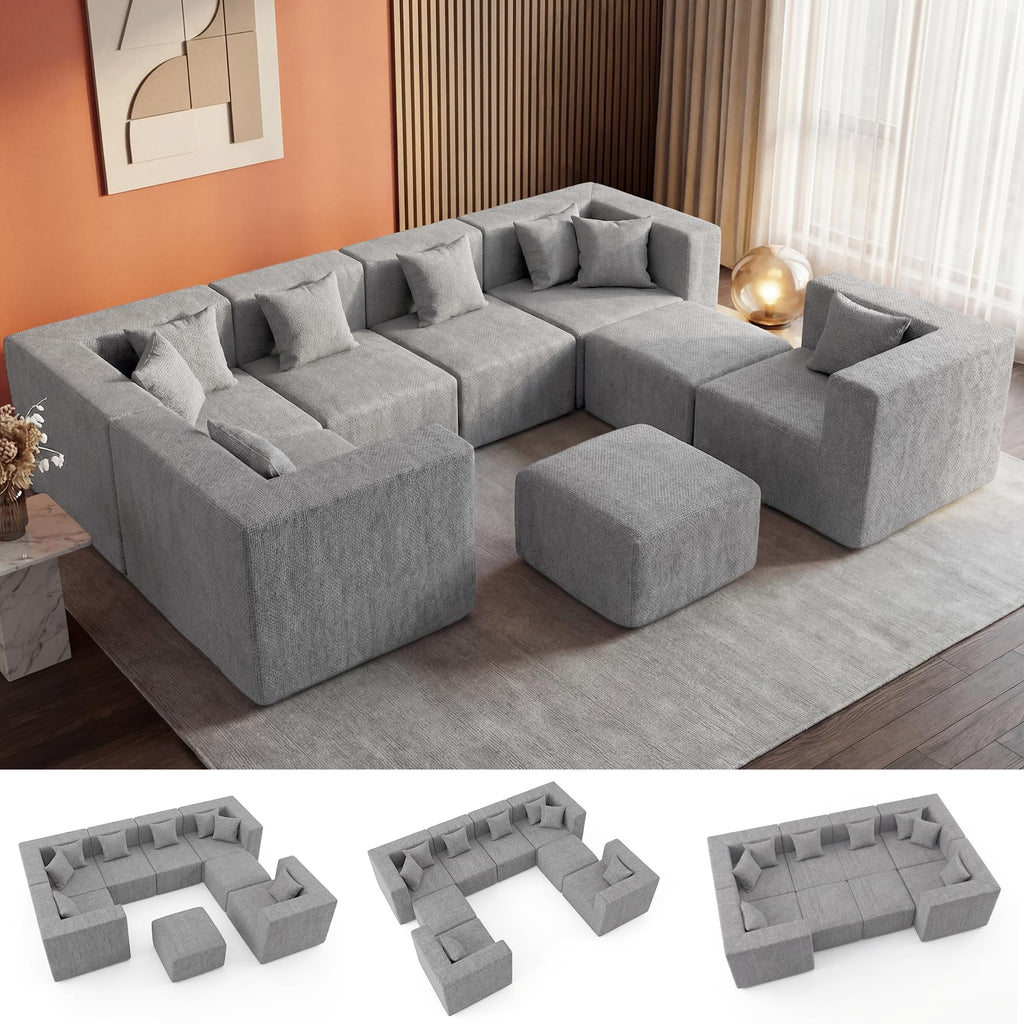 Modular Sectional Sofa with Ottoman