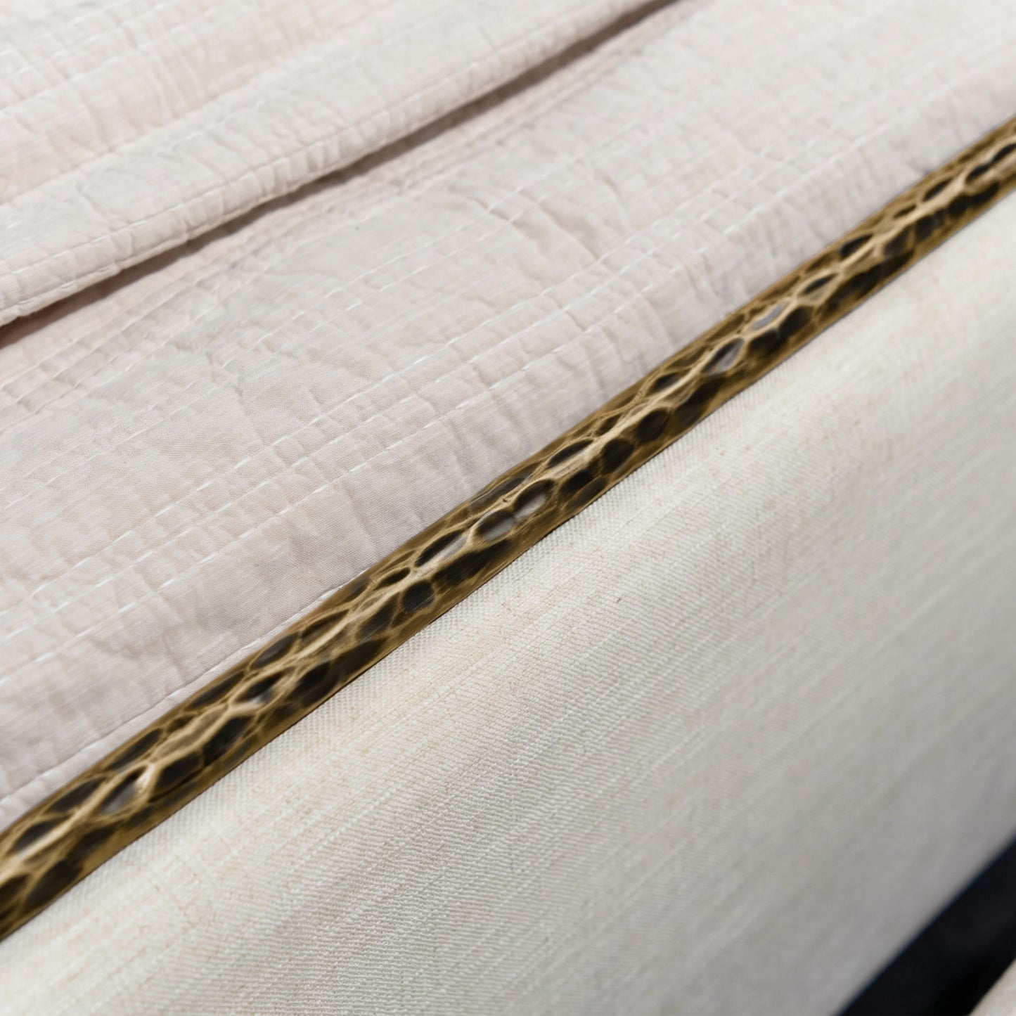 Hammered Metal Upholstered Bed with Headboard