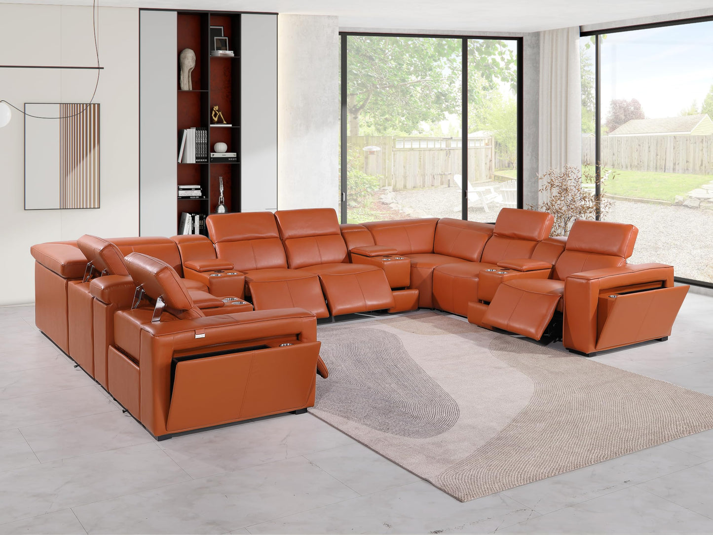 Premium Leather Modular Reclining Sectional Sofa