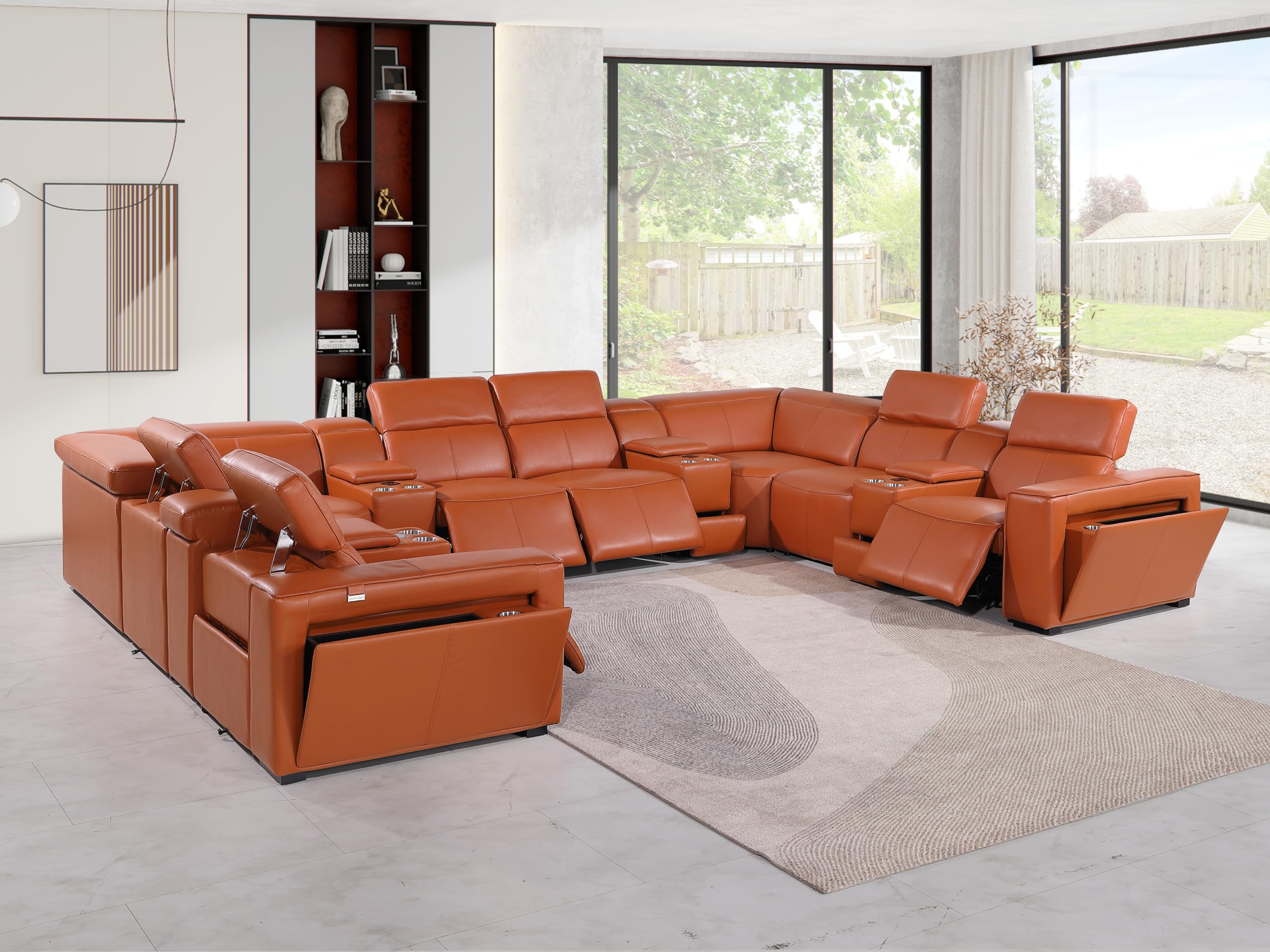 Premium Leather Modular Reclining Sectional Sofa