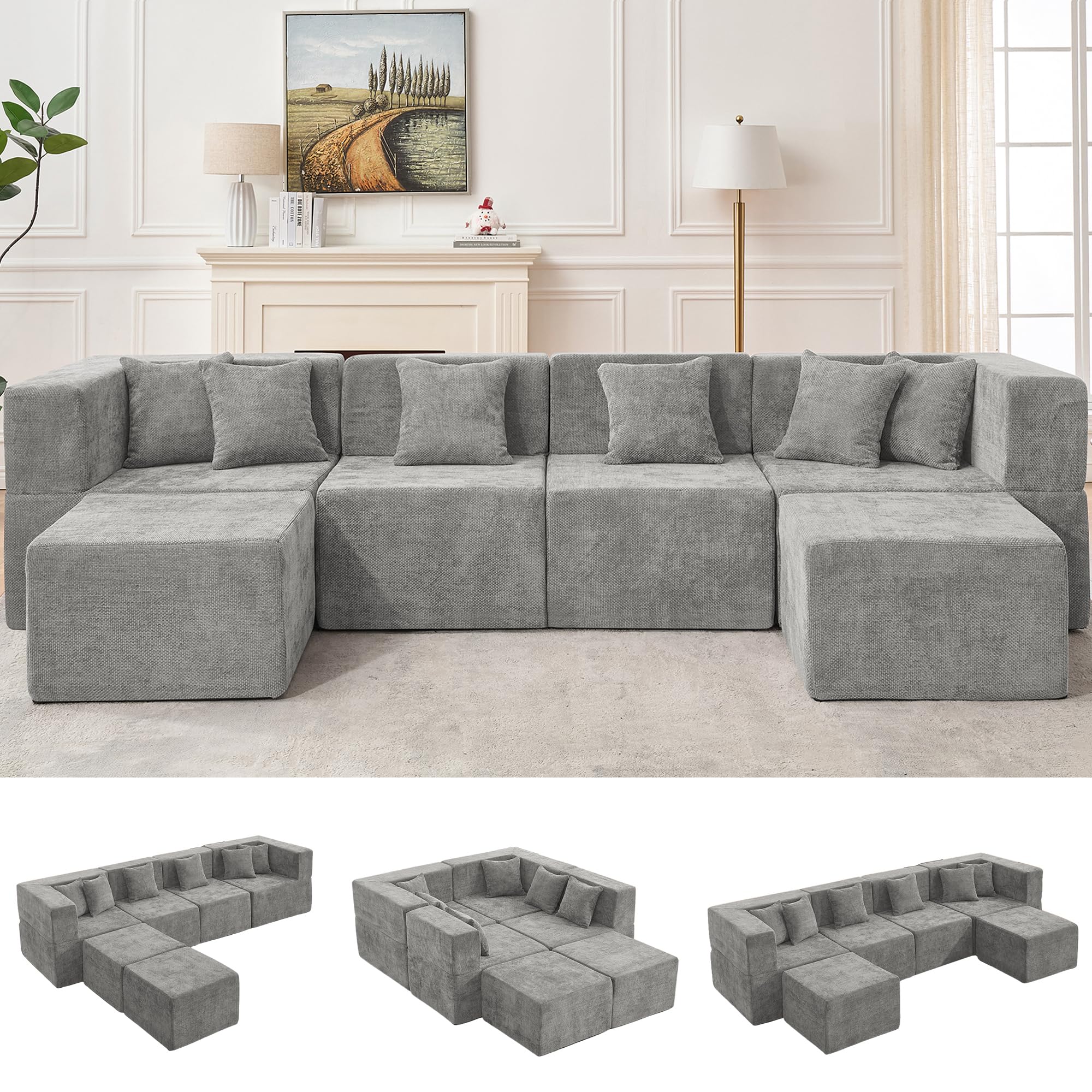 Modular Sectional Sofa with Ottoman