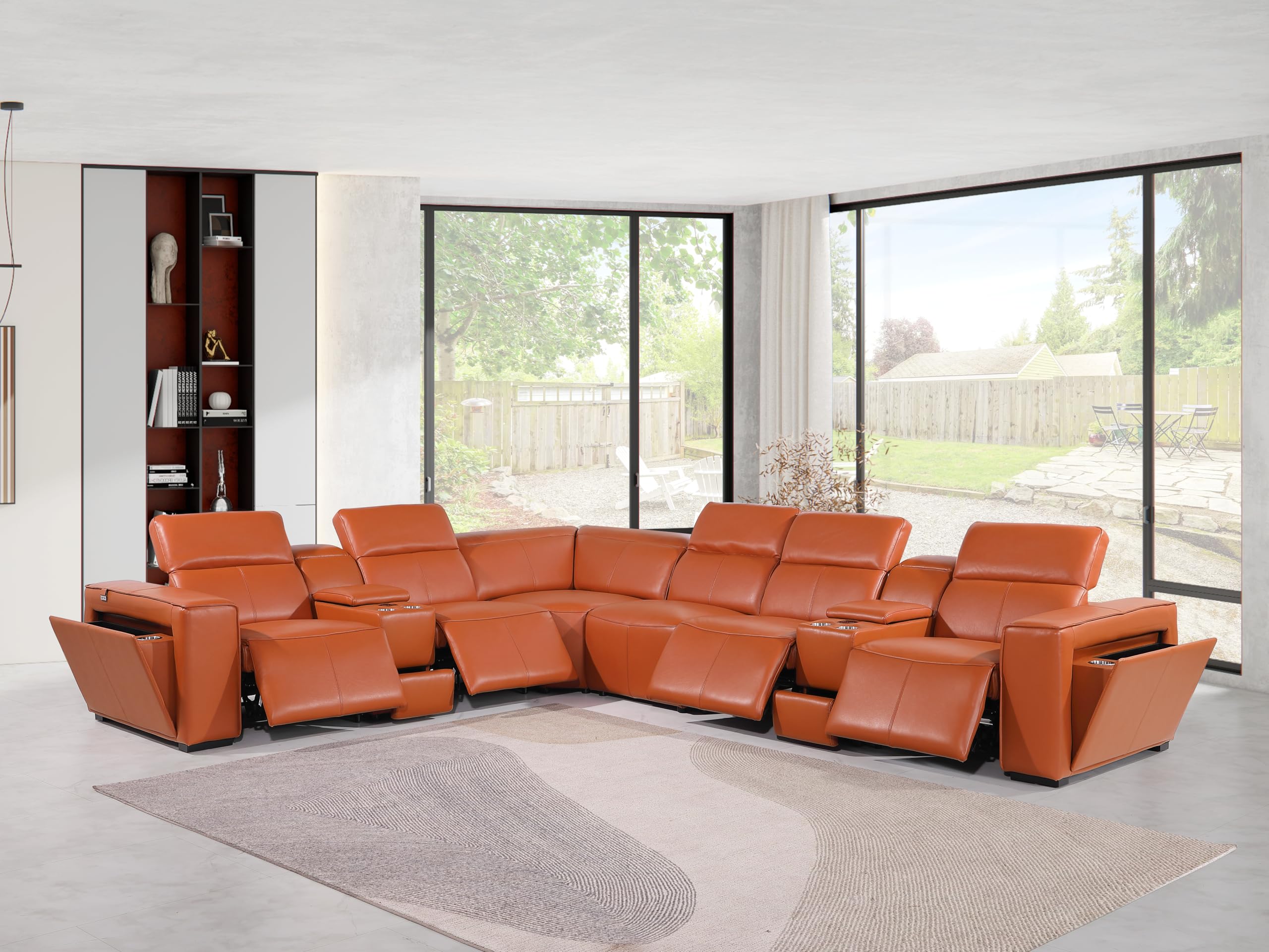 Premium Leather Modular Reclining Sectional Sofa
