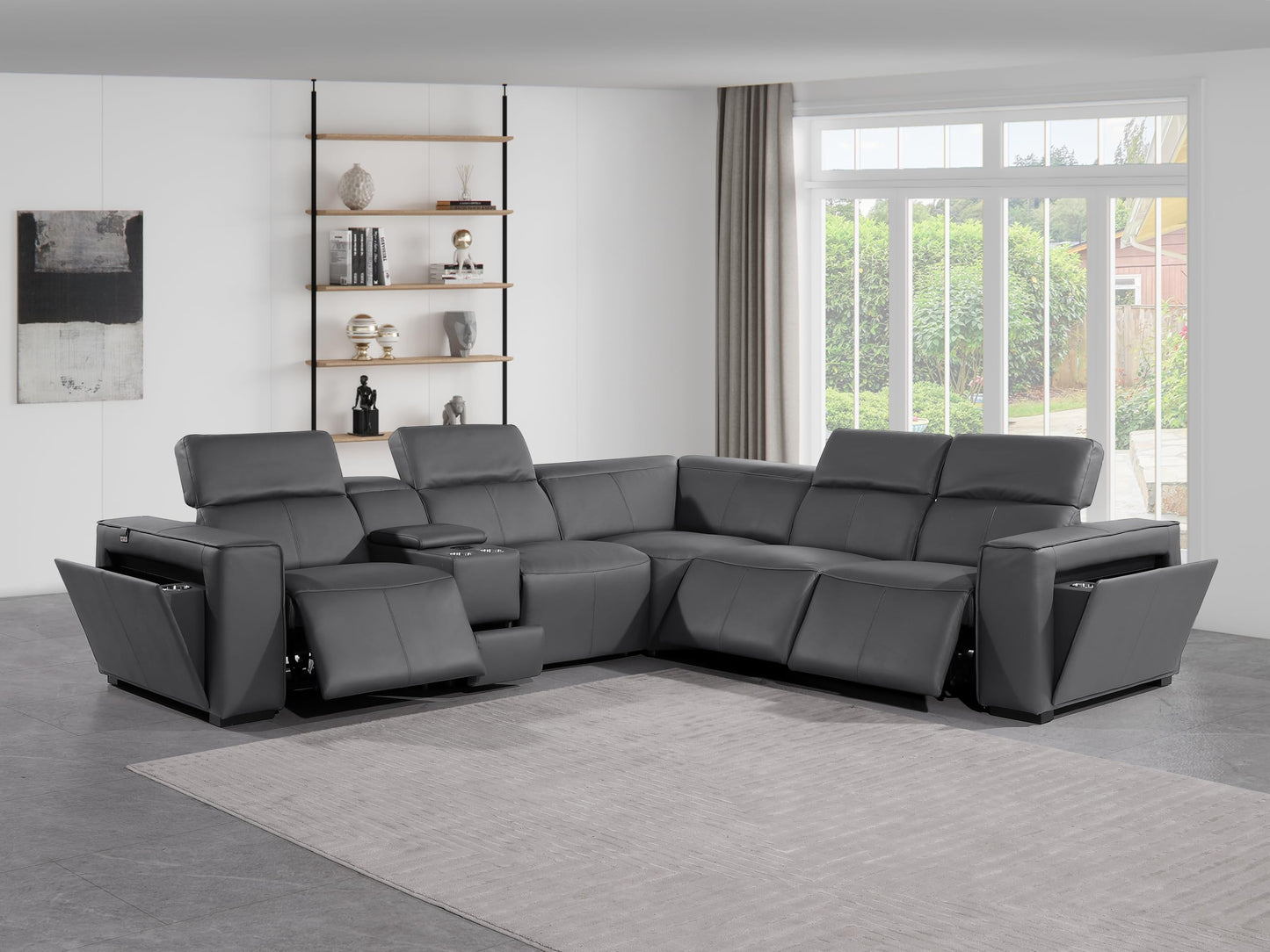 Premium Leather Modular Reclining Sectional Sofa
