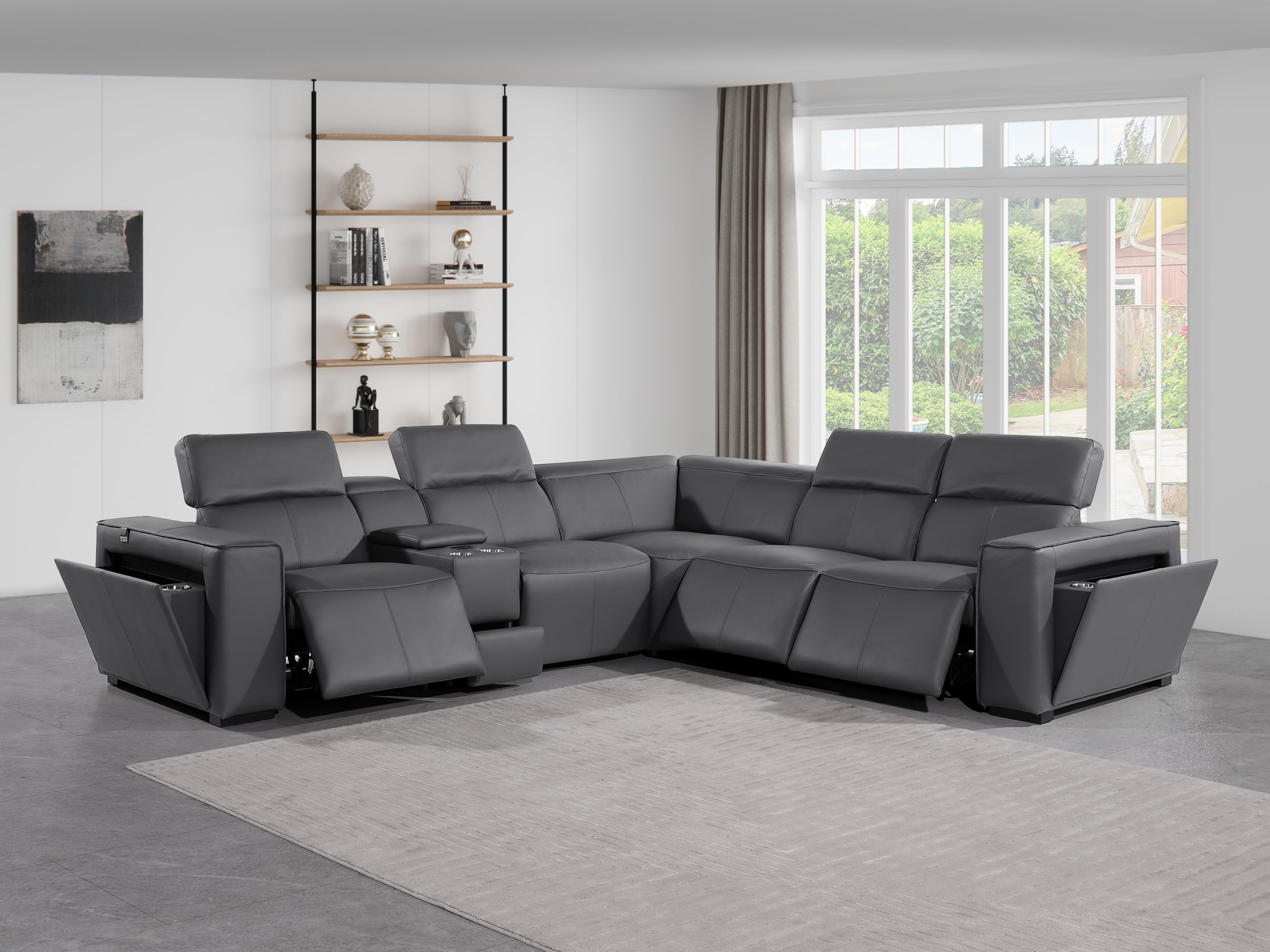 Premium Leather Modular Reclining Sectional Sofa