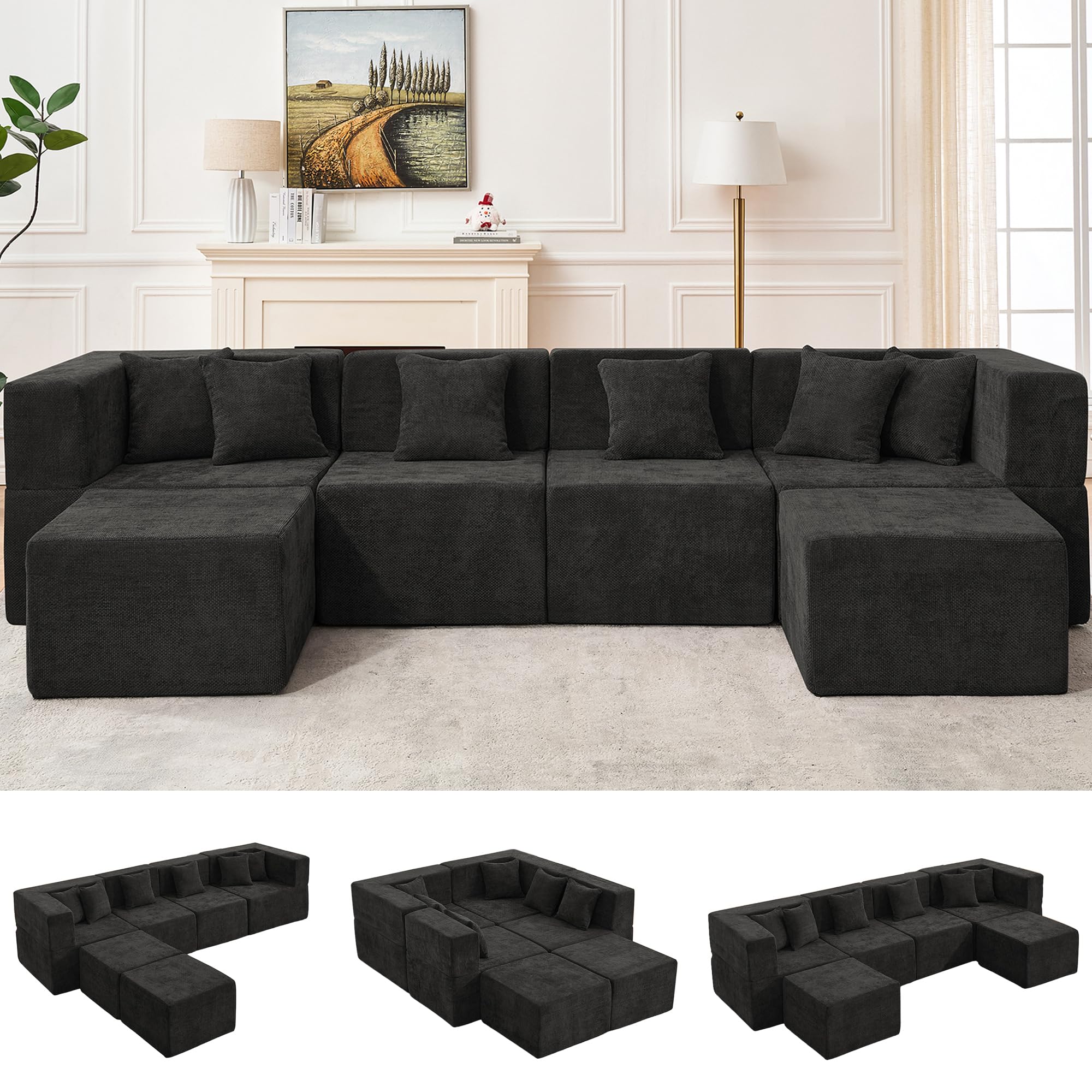 Modular Sectional Sofa with Ottoman