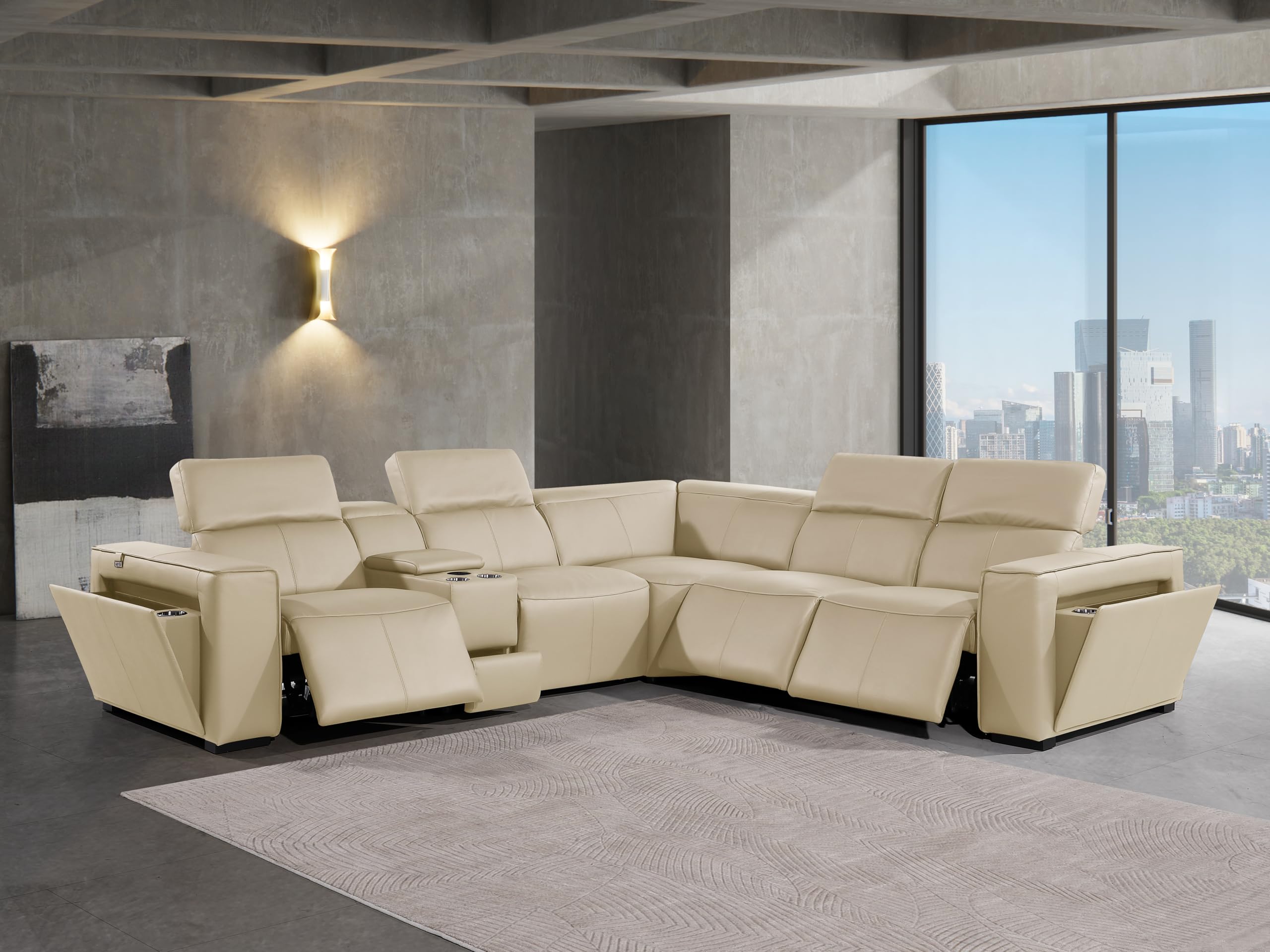 Premium Leather Modular Reclining Sectional Sofa