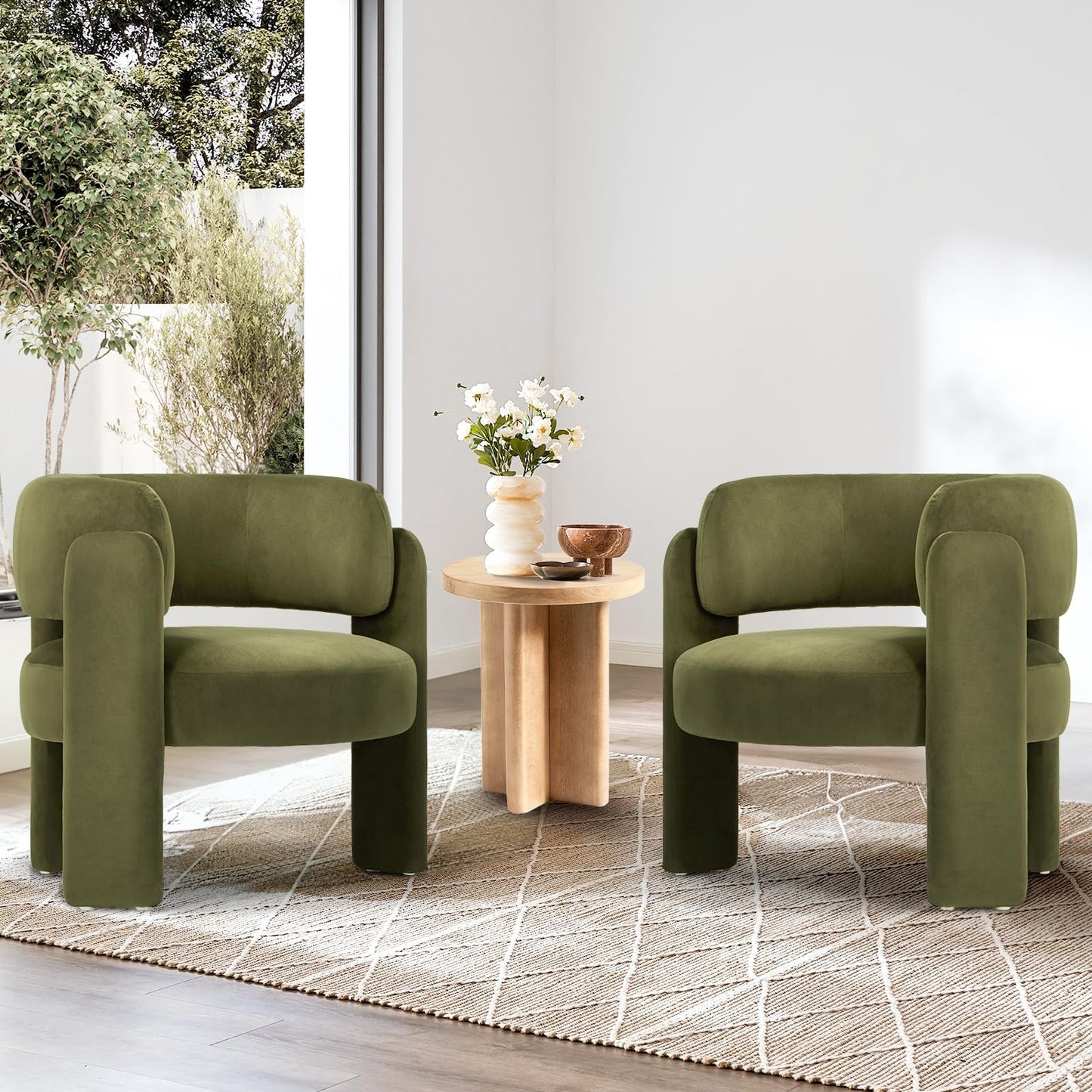 Modern Velvet Barrel Accent Chair