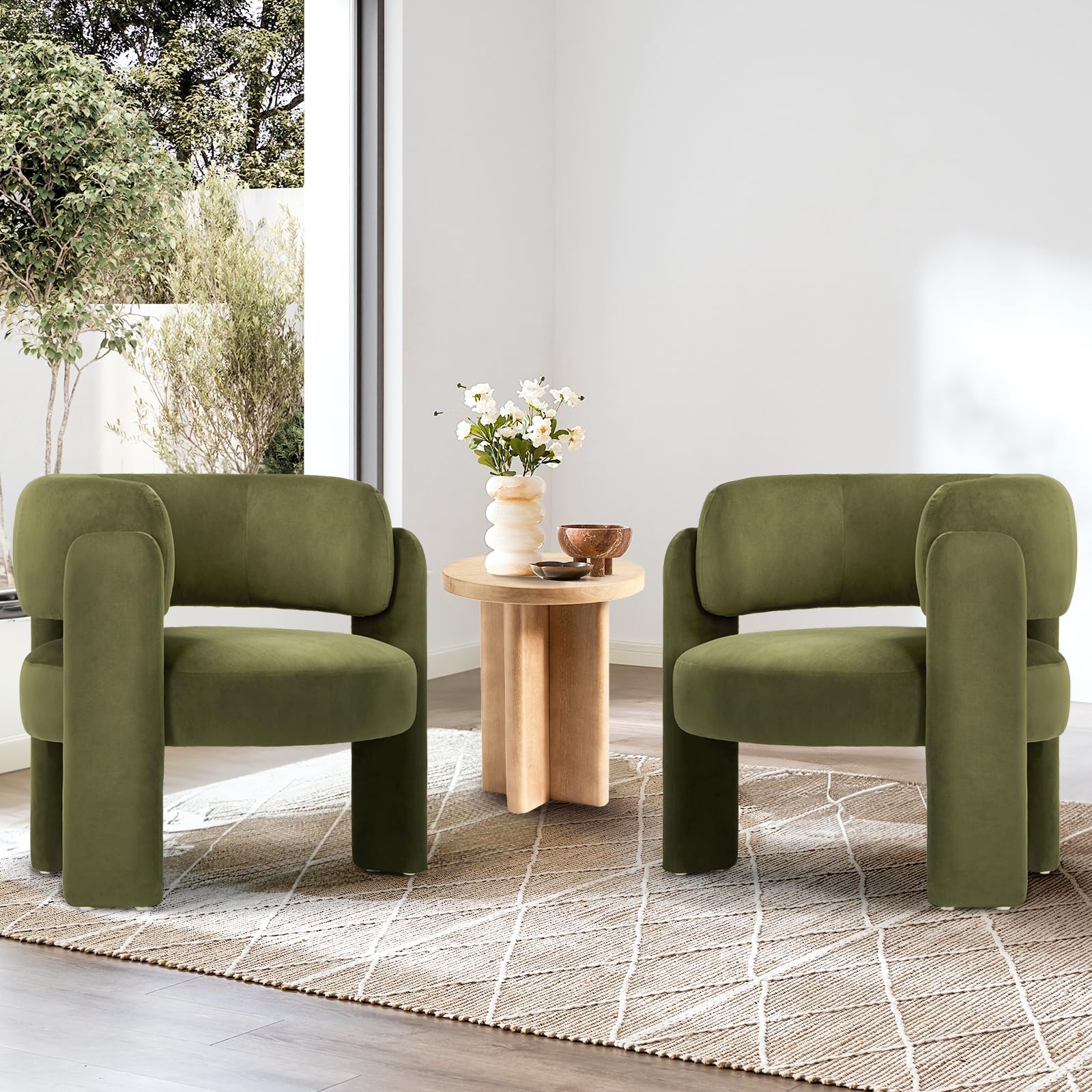 Modern Velvet Barrel Accent Chair