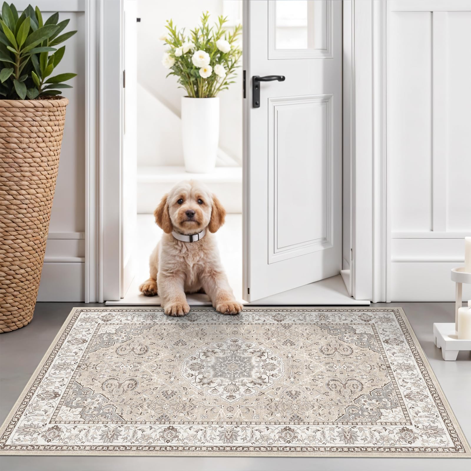 Washable Vintage Runner Rug 2x7