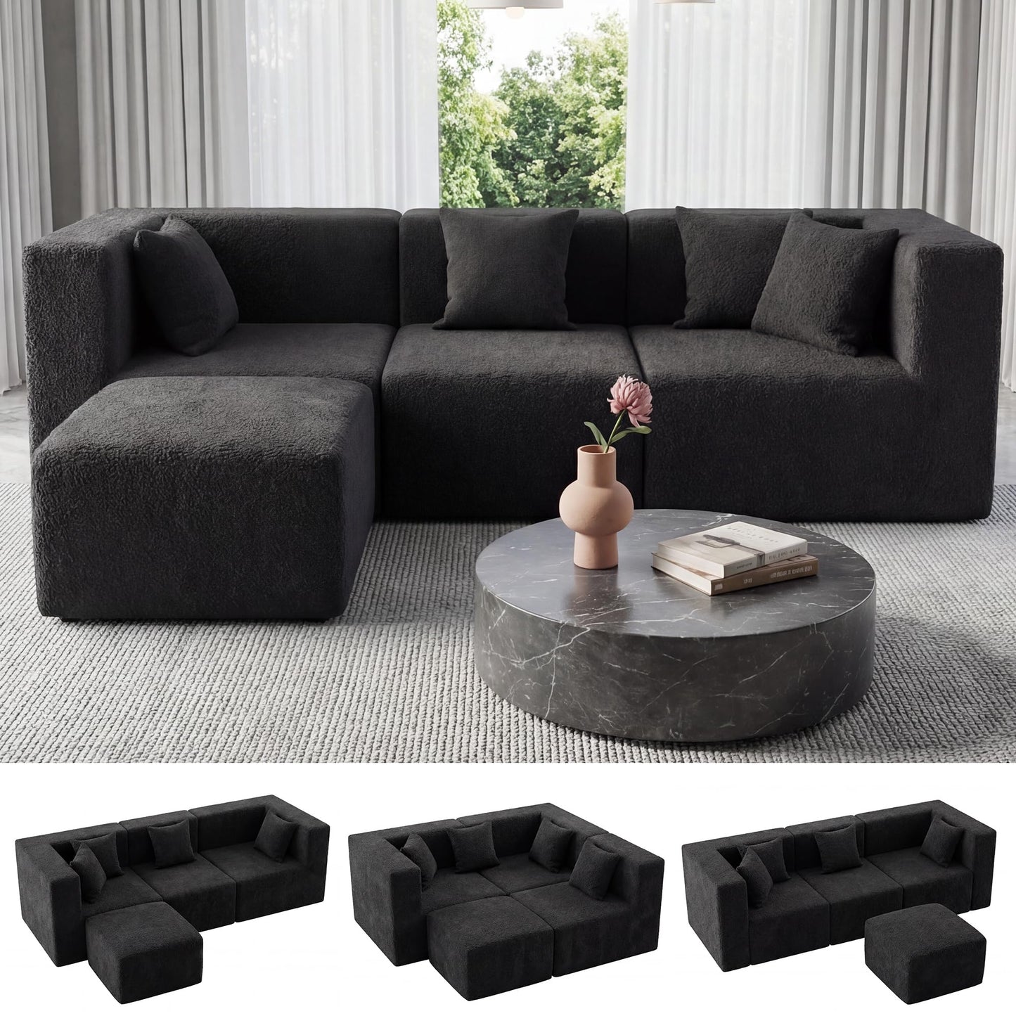 Modular Sectional Sofa with Ottoman