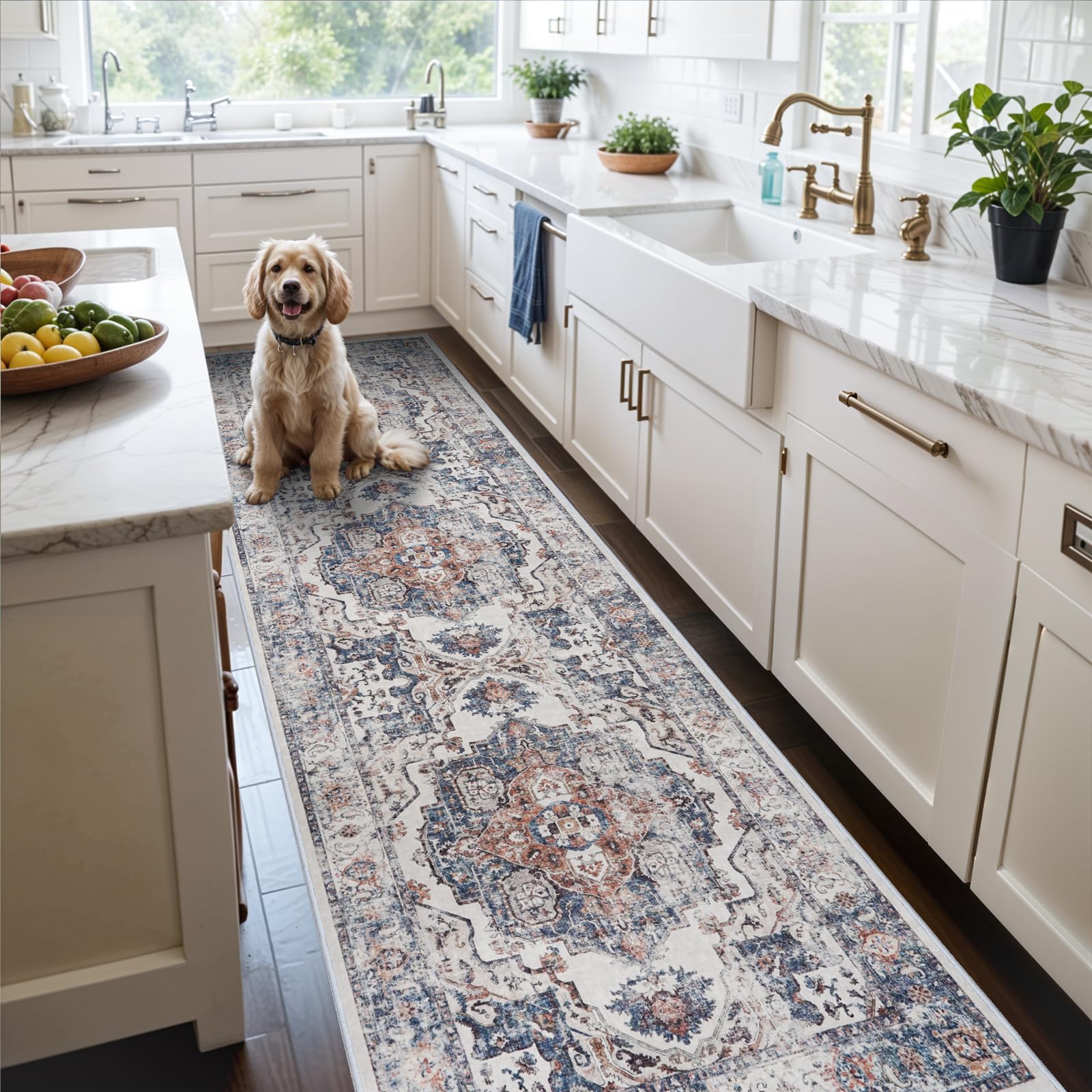 Washable Vintage Runner Rug 2x7