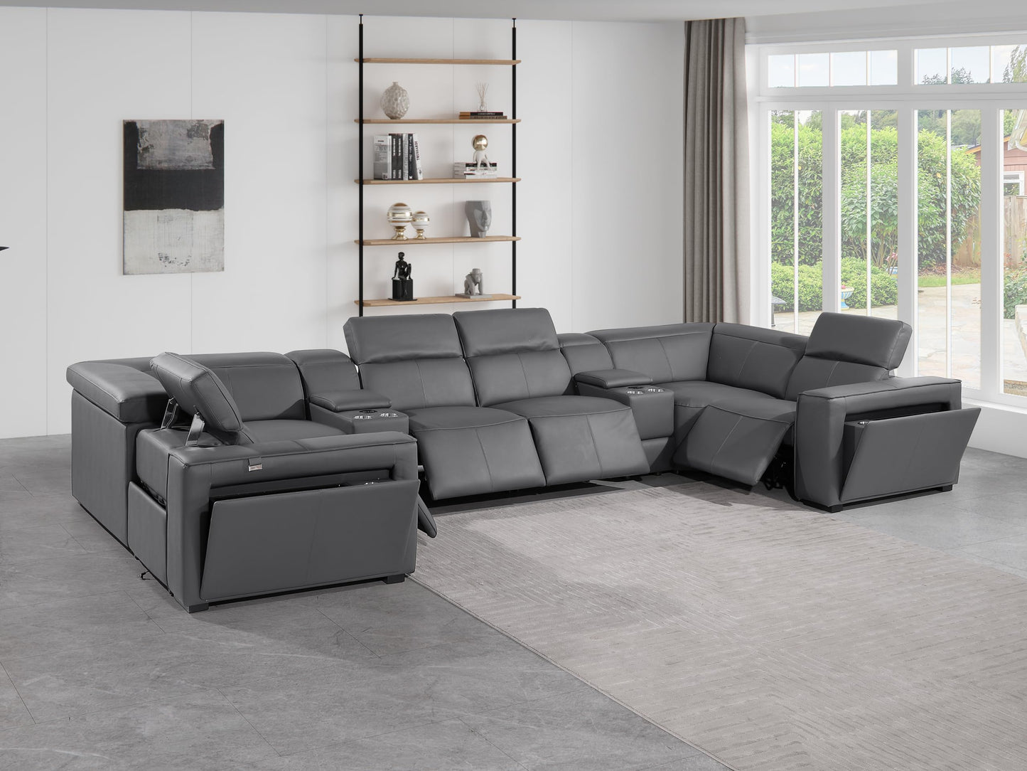 Premium Leather Modular Reclining Sectional Sofa