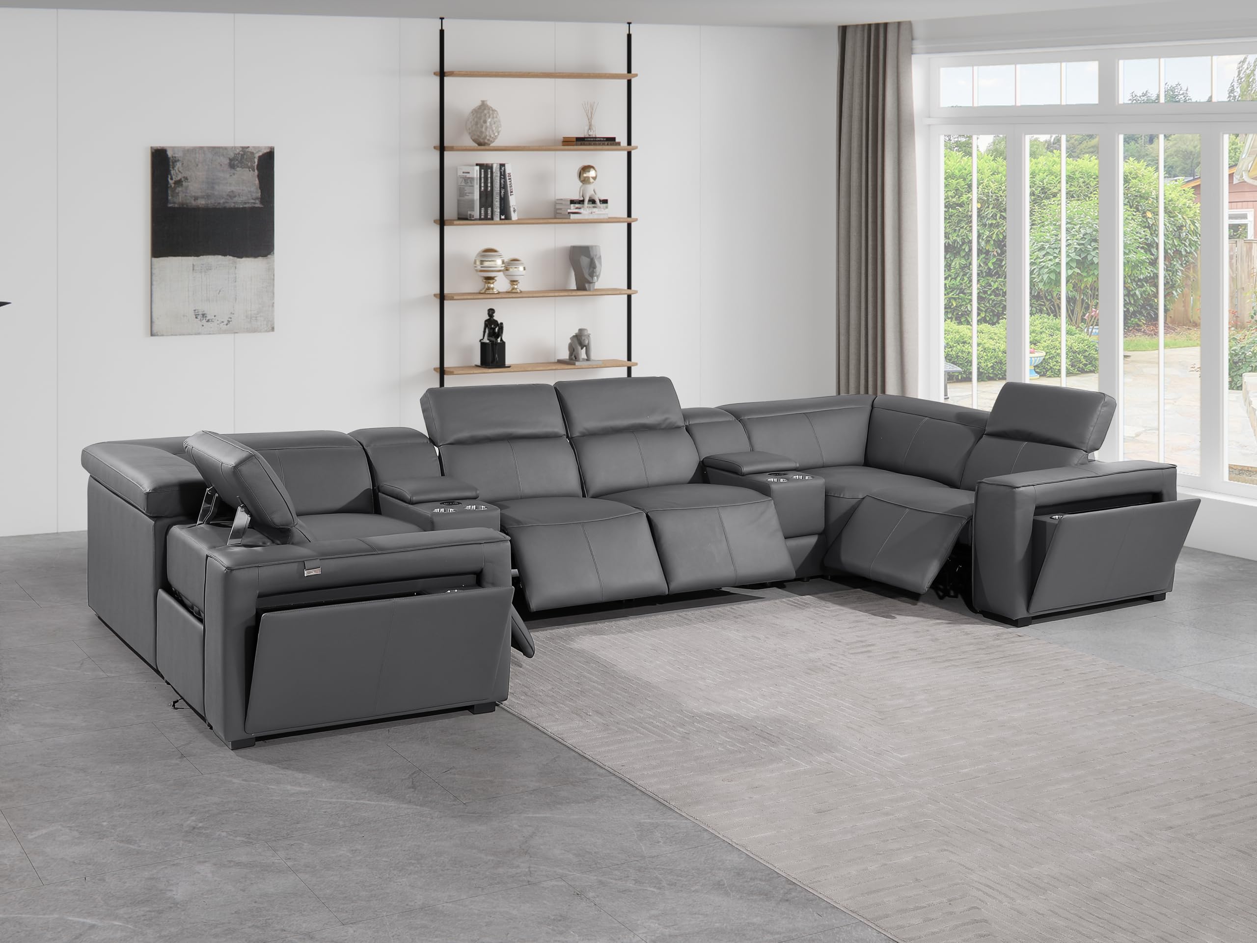 Premium Leather Modular Reclining Sectional Sofa