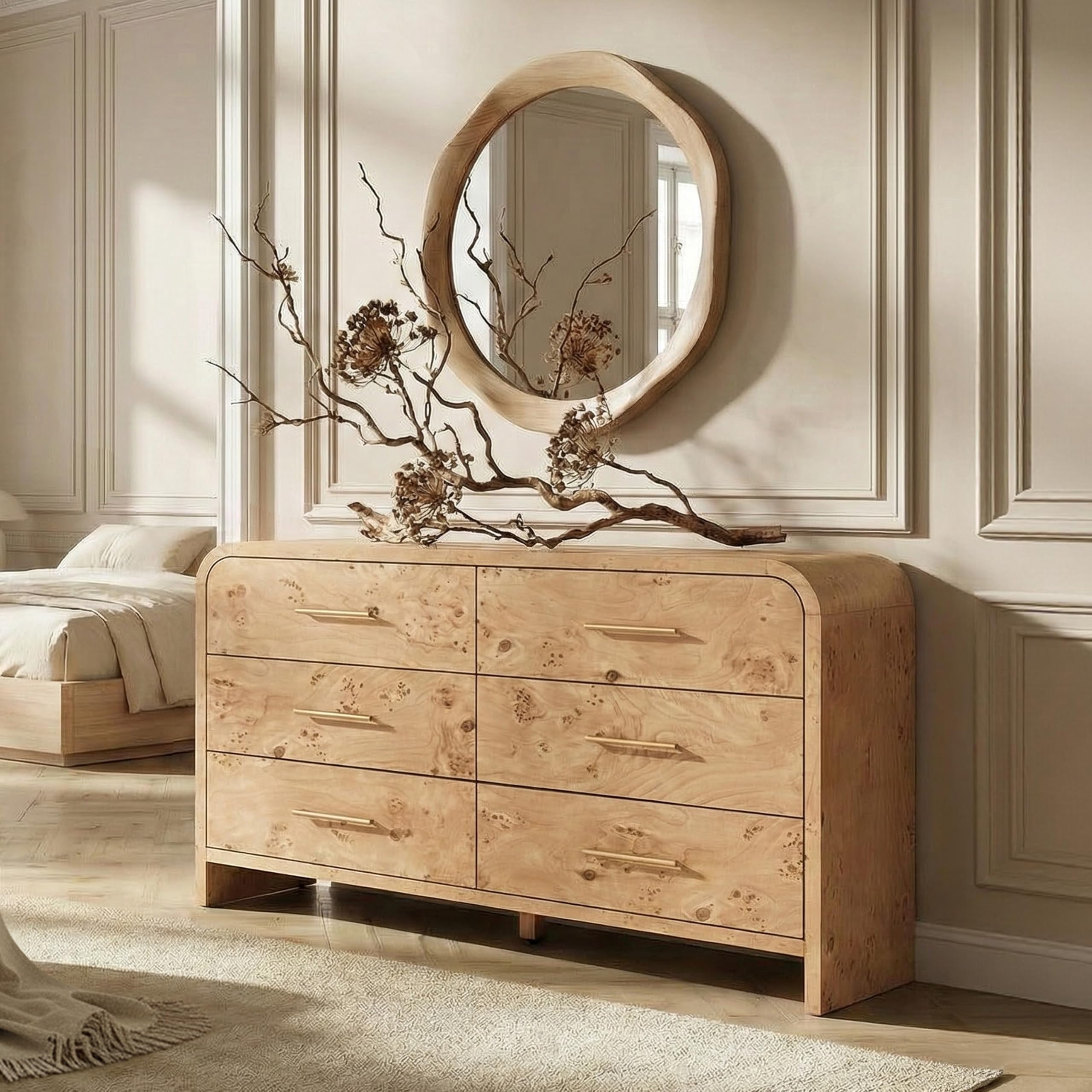 Modern Curved 6 Drawer Dresser