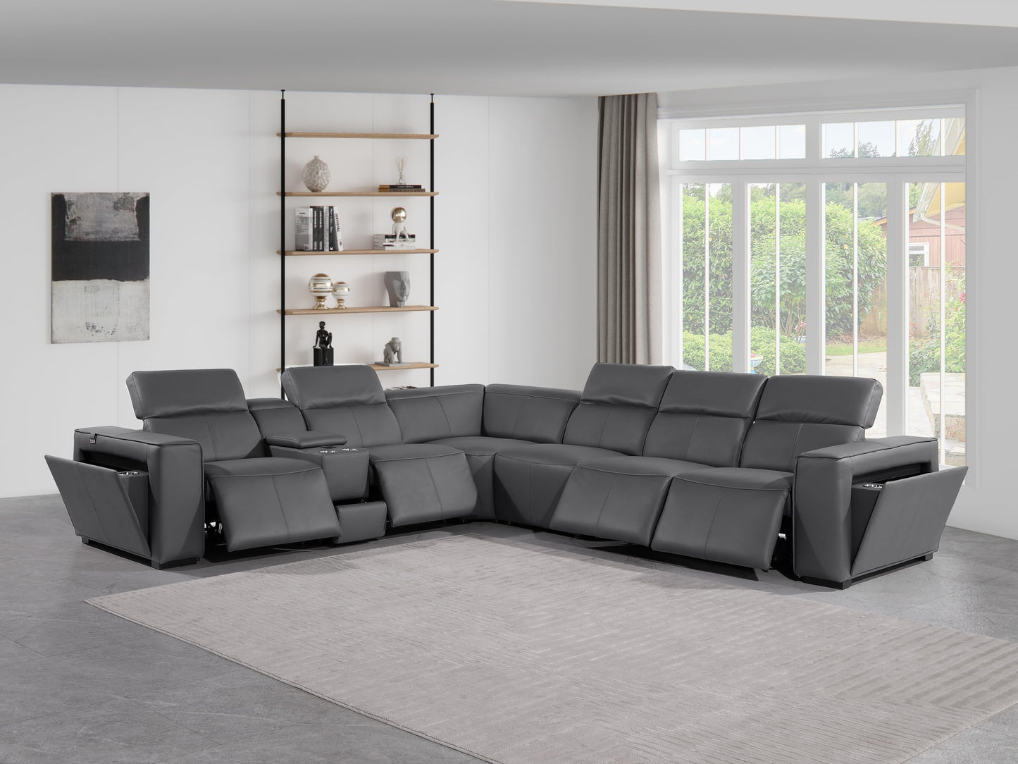 Premium Leather Modular Reclining Sectional Sofa