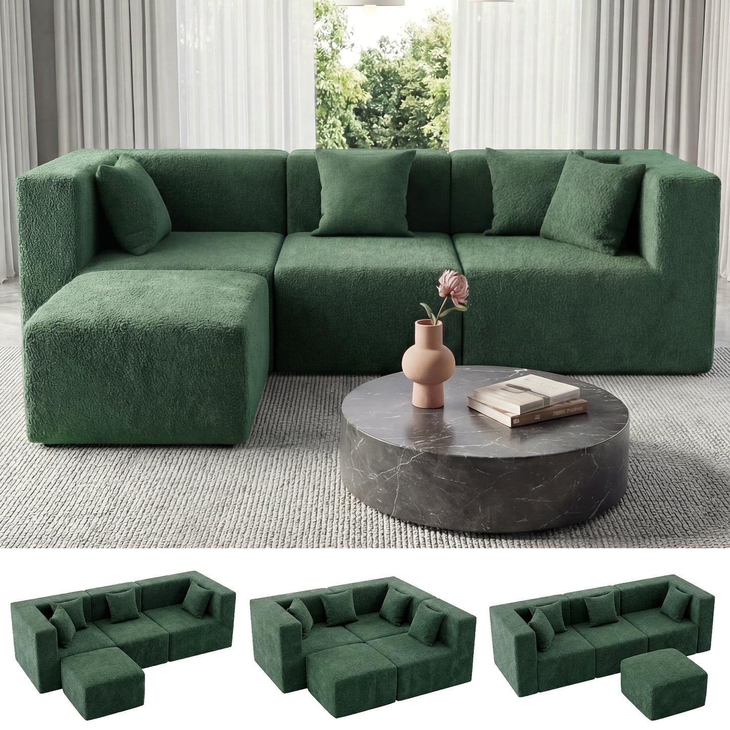 Modular Sectional Sofa with Ottoman