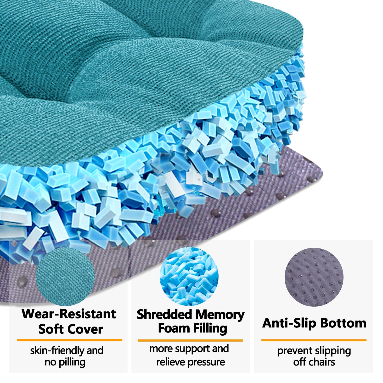 Memory Foam Dining Chair Cushions Set of 4