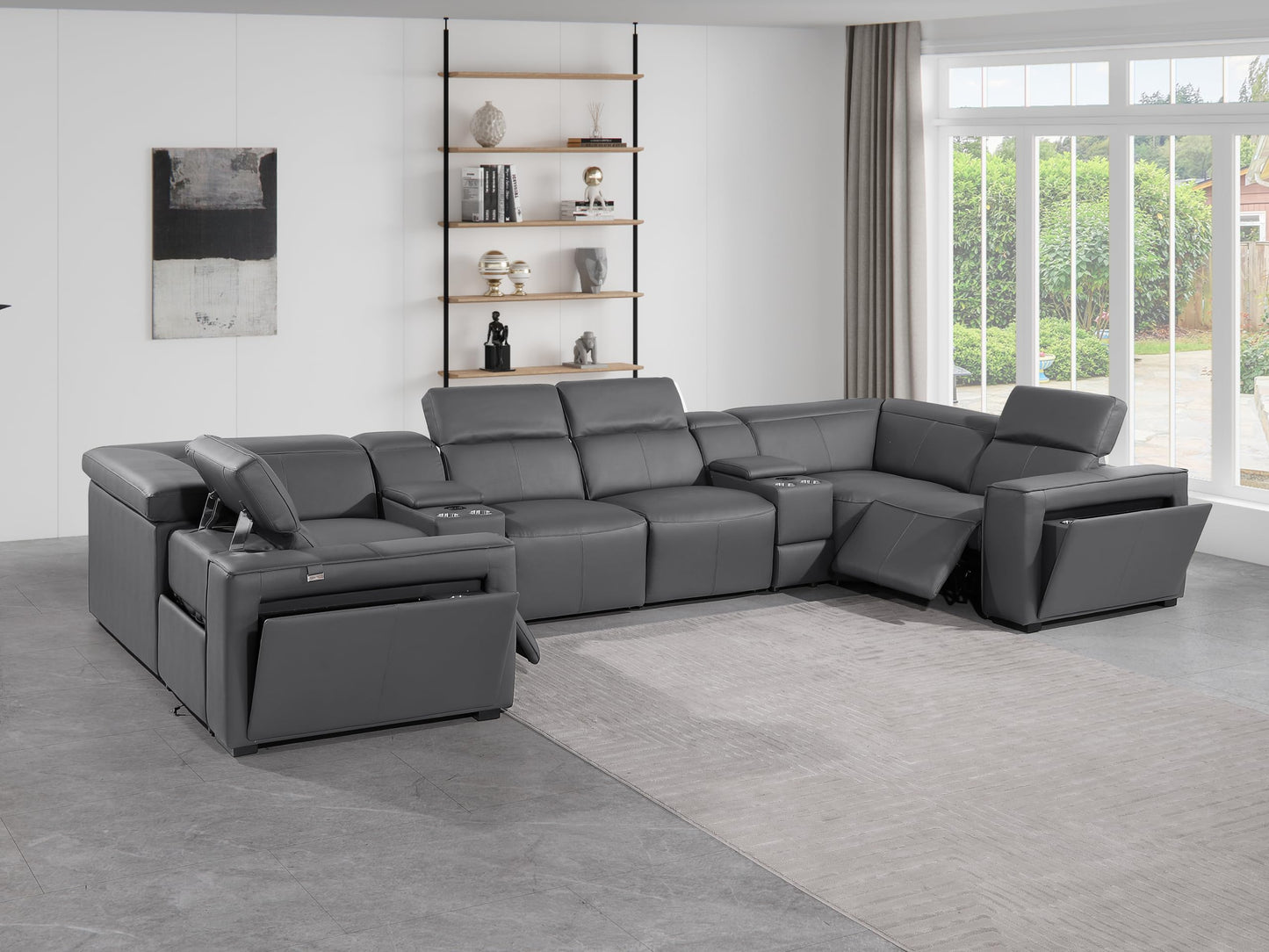 Premium Leather Modular Reclining Sectional Sofa