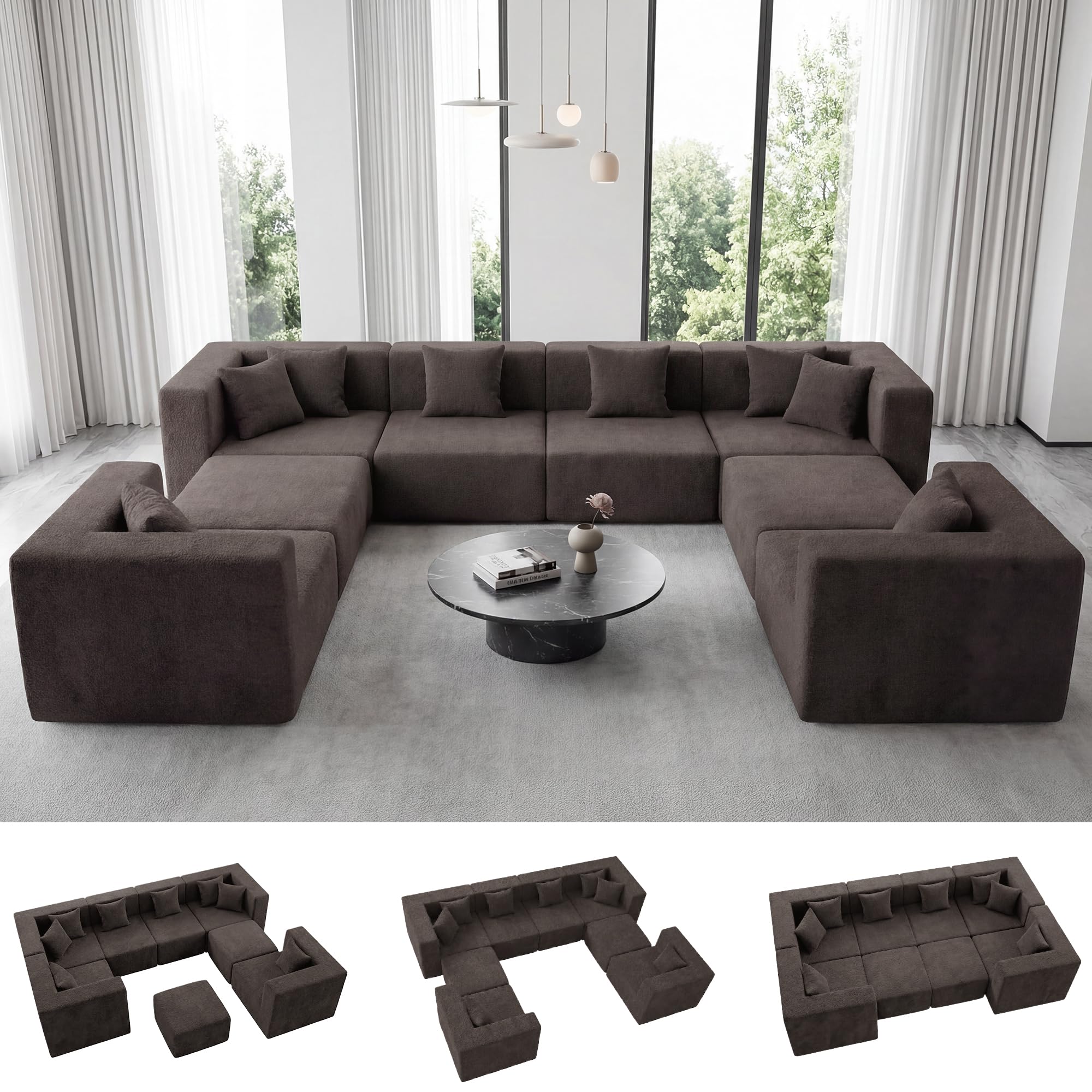 Modular Sectional Sofa with Ottoman