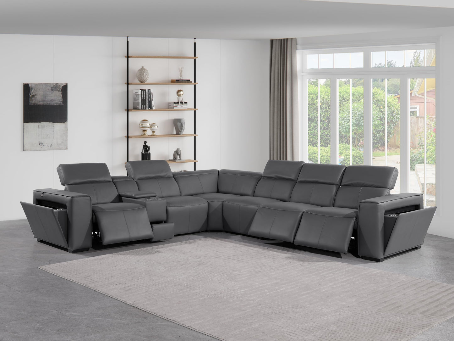 Premium Leather Modular Reclining Sectional Sofa