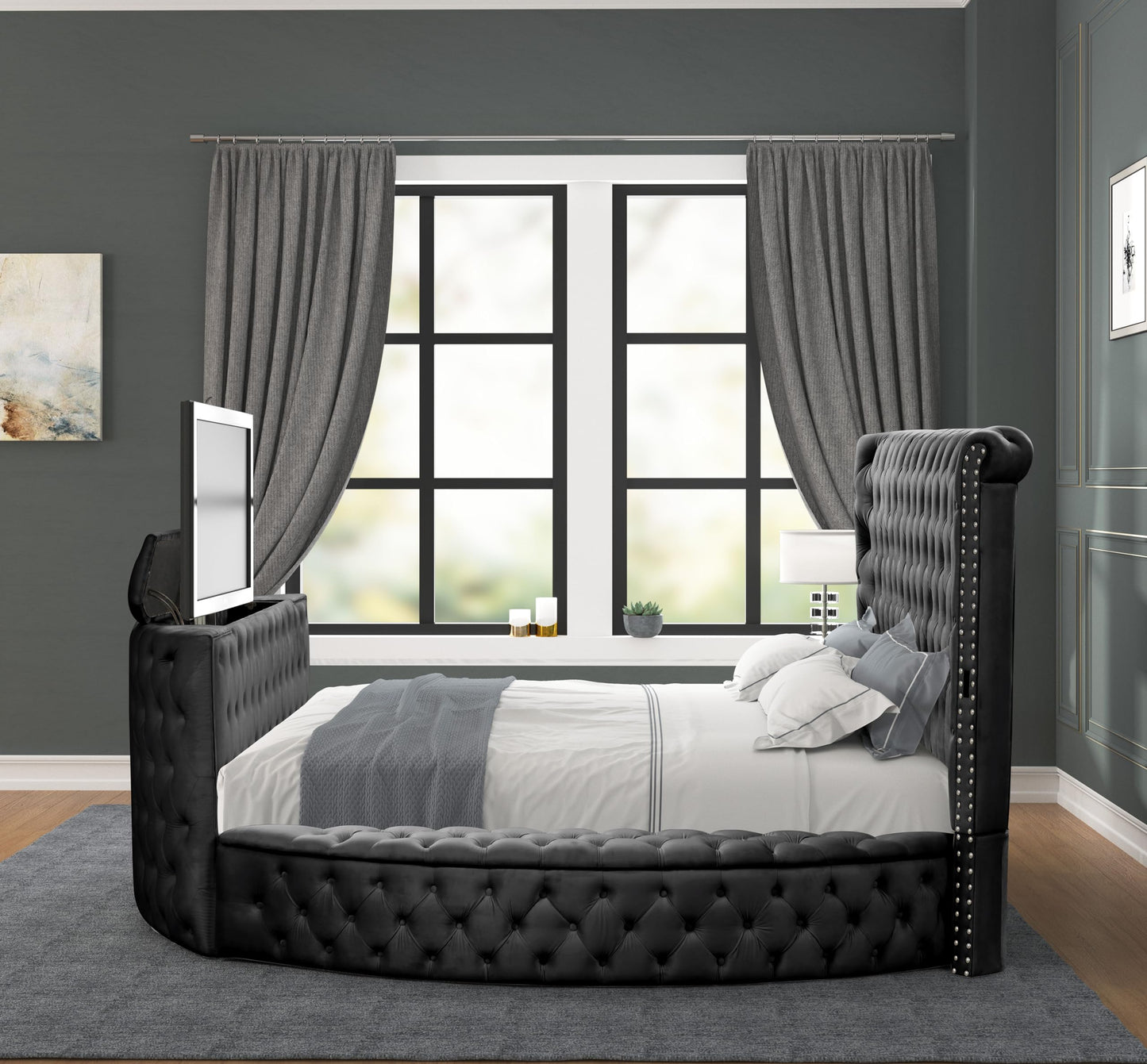 Modern Crystal Tufted King Bed