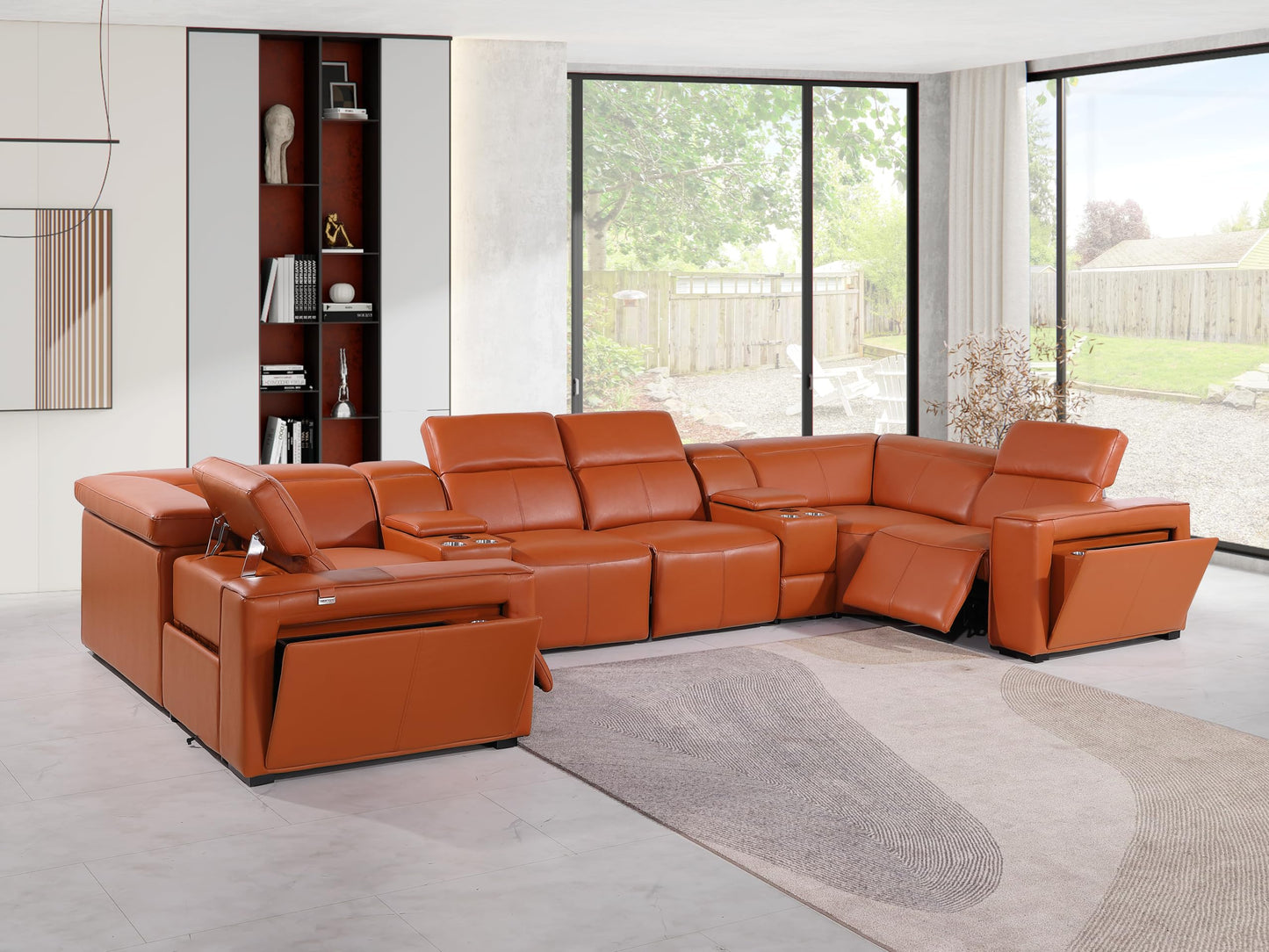 Premium Leather Modular Reclining Sectional Sofa