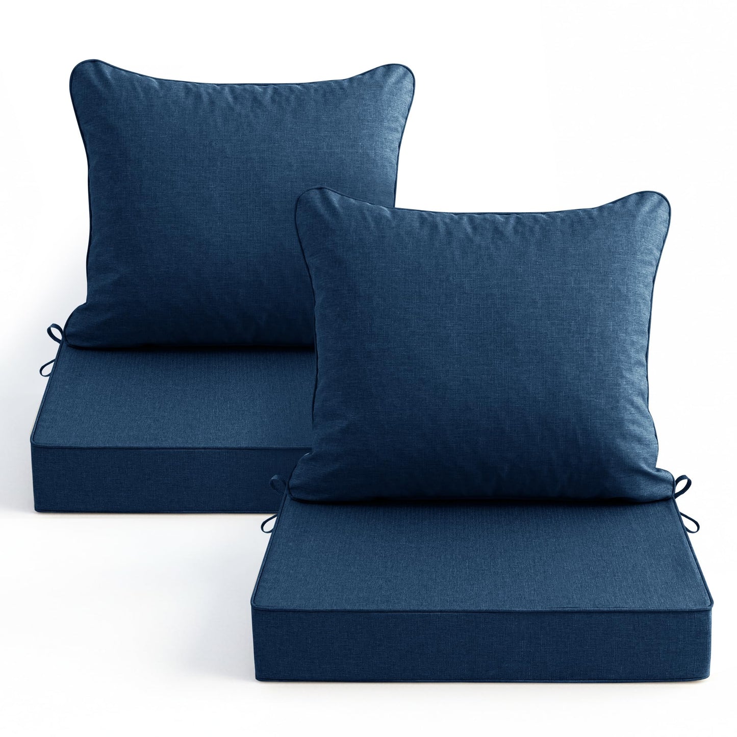 Faux Linen Outdoor Chair Cushion Set