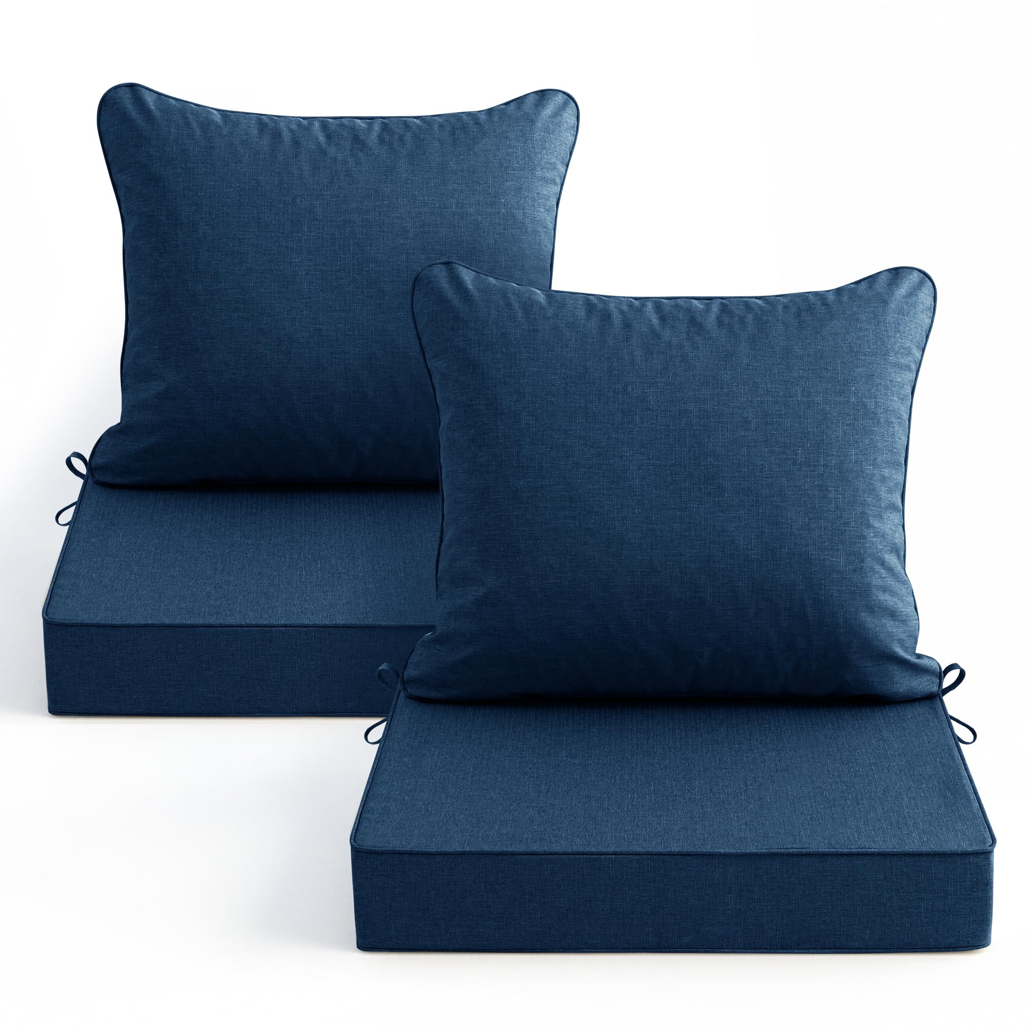 Faux Linen Outdoor Chair Cushion Set